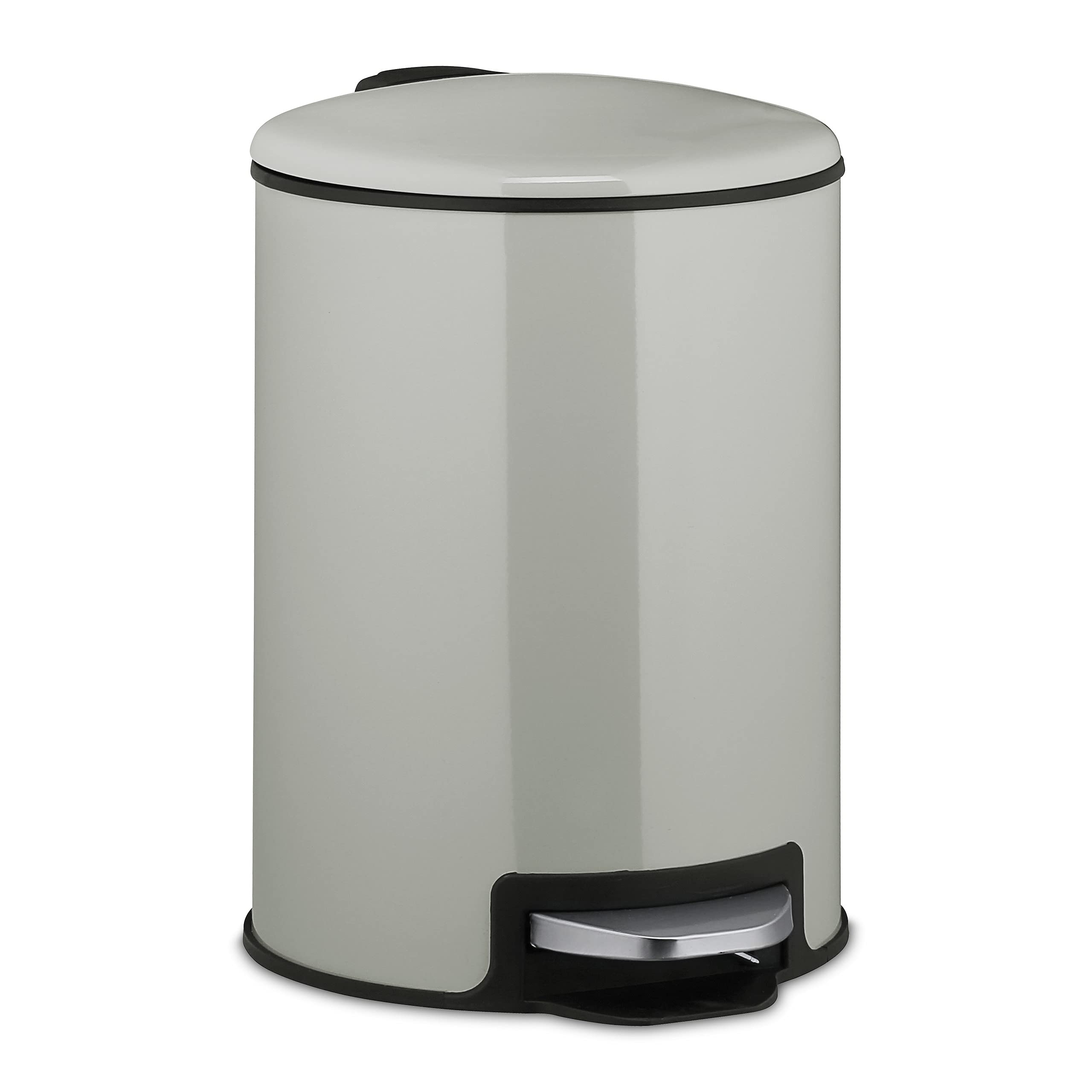 relaxdays-treteimer-5-liter-metall-hellgrau image 1