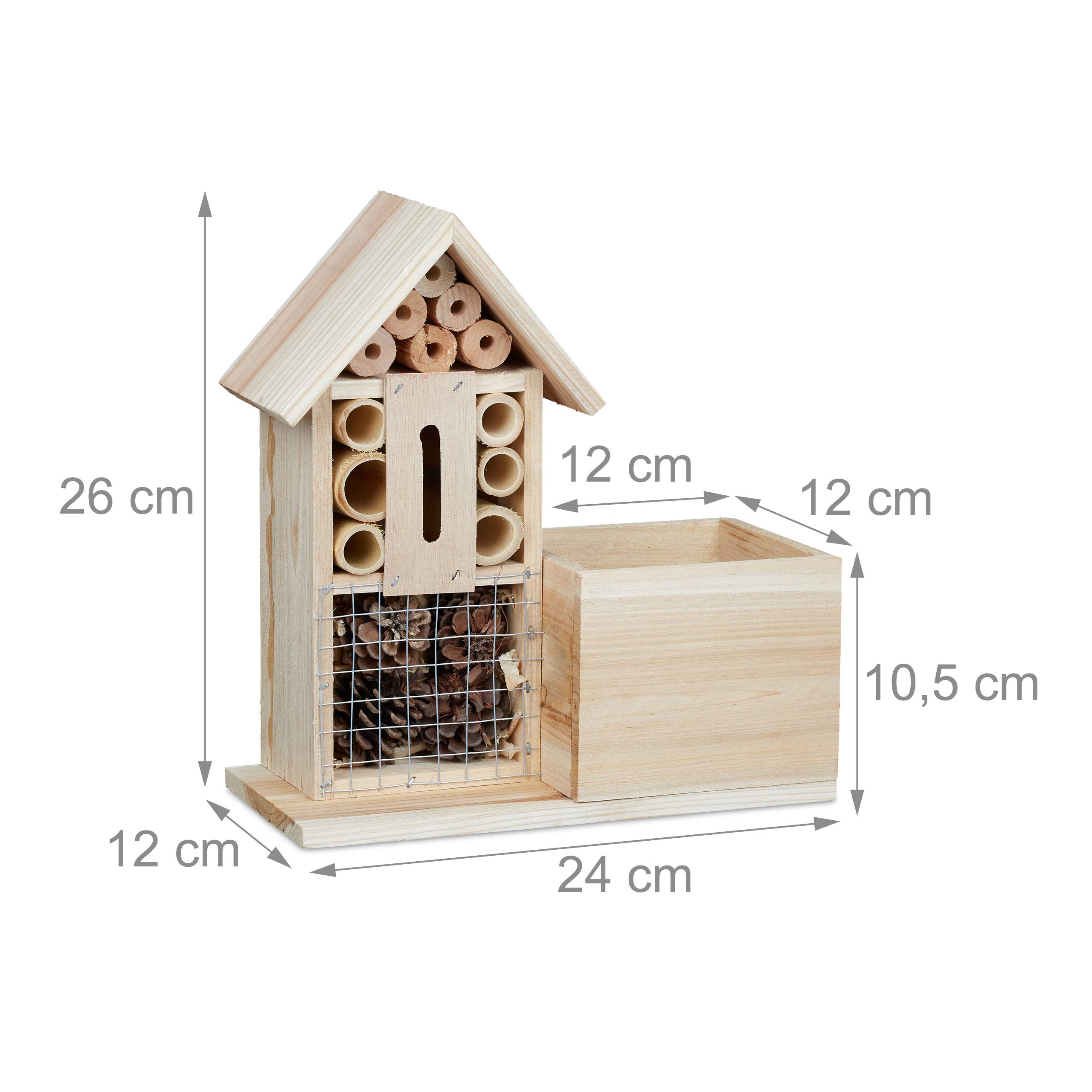 relaxdays-blumentopf-bienenhotel-2-in-1-holz-natur-26x24x12-cm image 4
