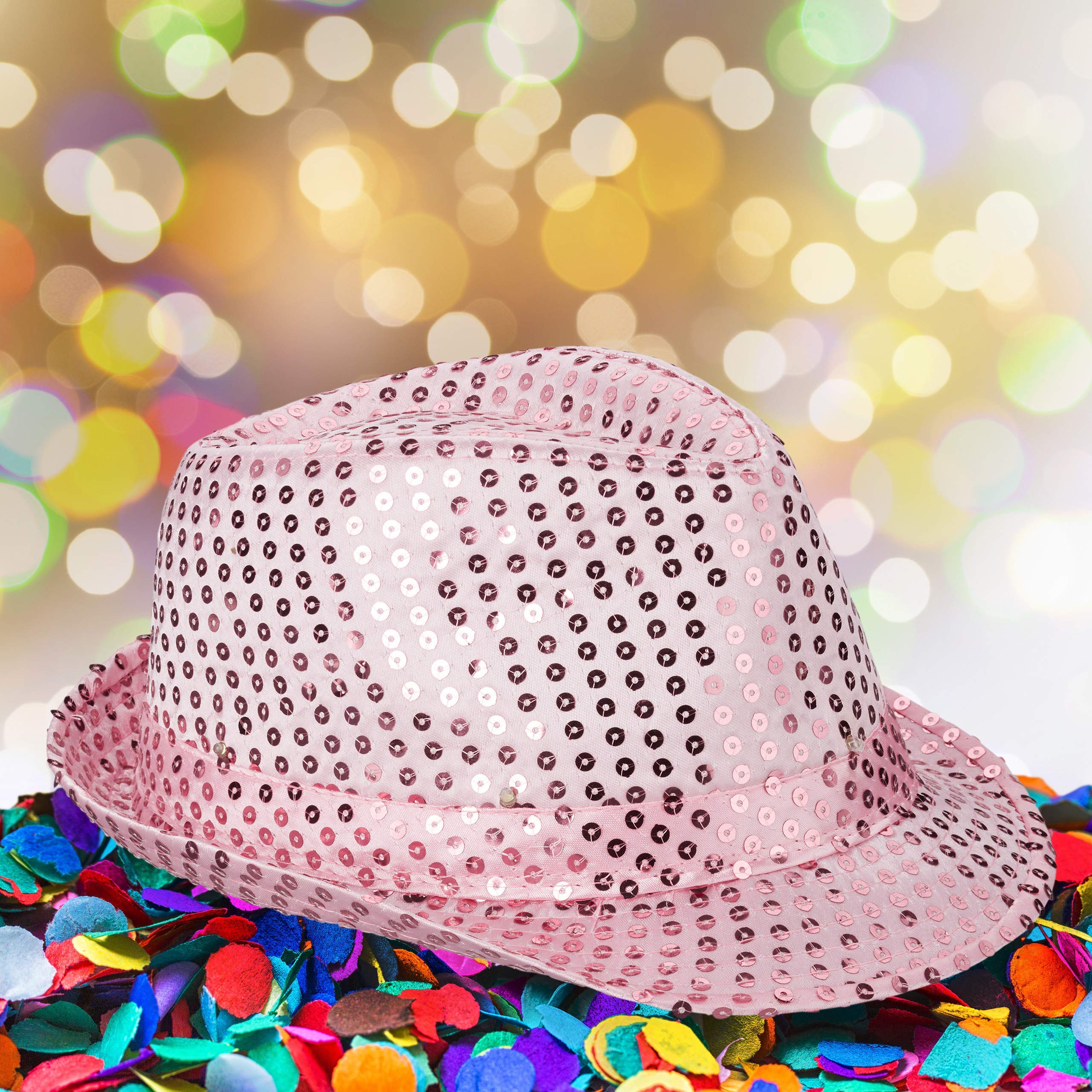 relaxdays-10023897-52-pailletten-hut-mit-led-partyhut-pink image 3