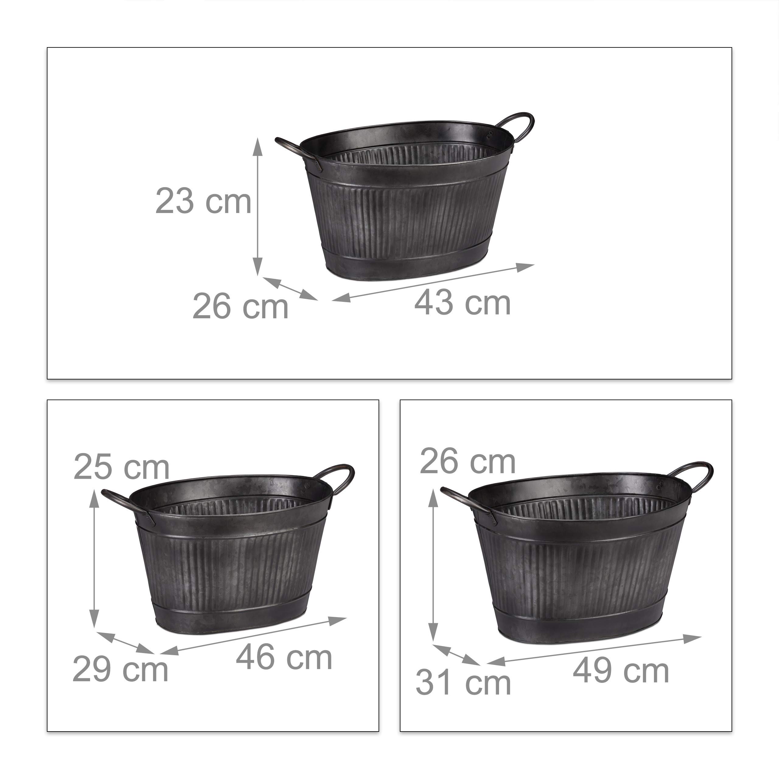 relaxdays-metallwanne-3er-set-oval-zink-optik-12-18-22-l-dunkelgrau image 4
