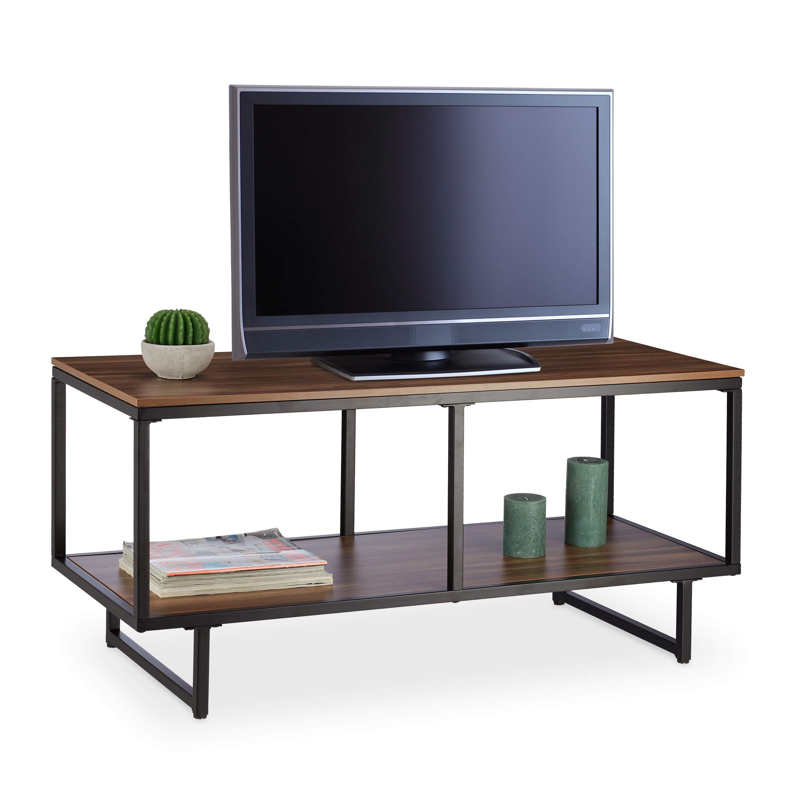 relaxdays-tv-lowboard-melamin-110x45x50-cm-hifi-rack-braun image 1