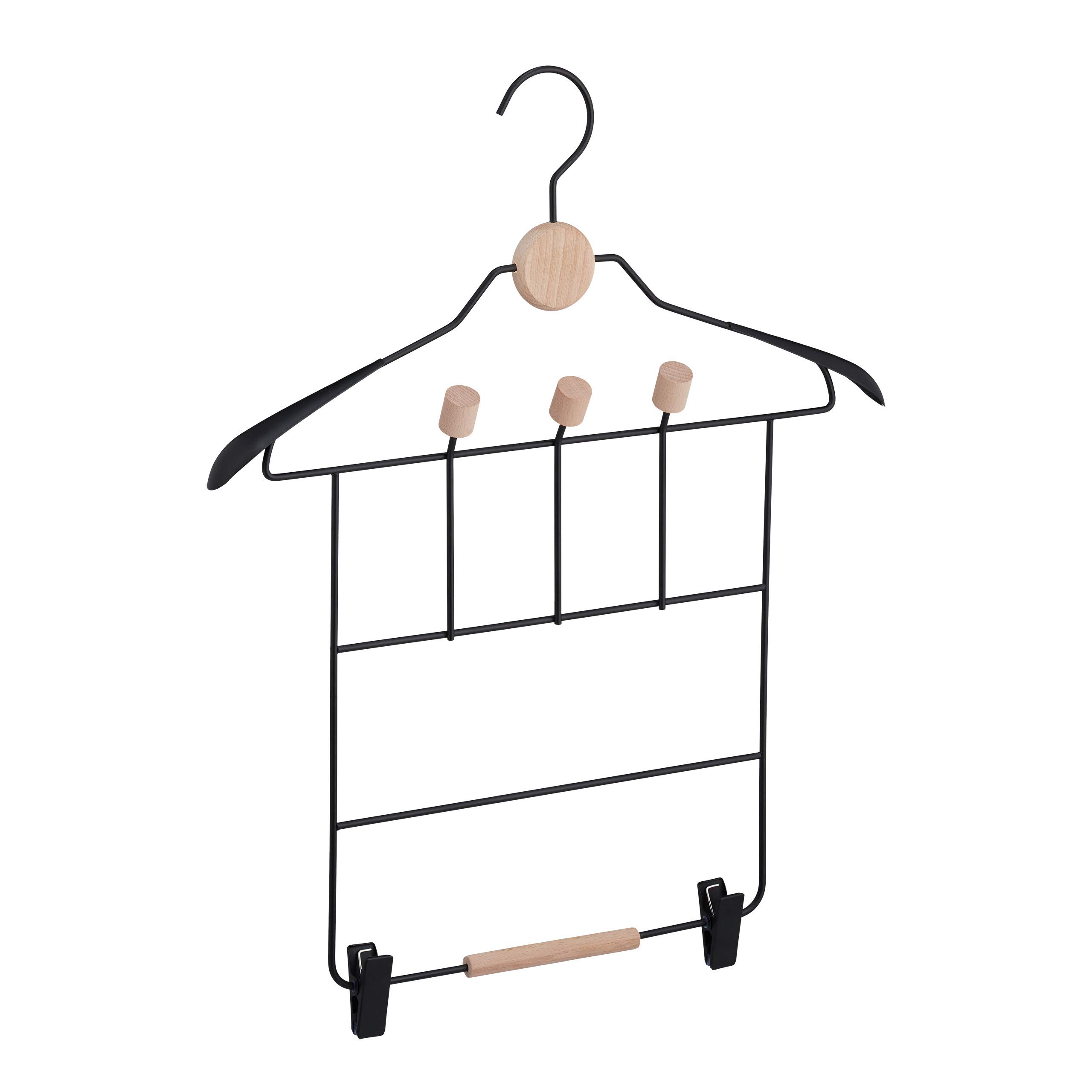 relaxdays-kleiderb-gel-mit-klammer-und-haken-metall-holz-42-5-cm-schwarz image 1