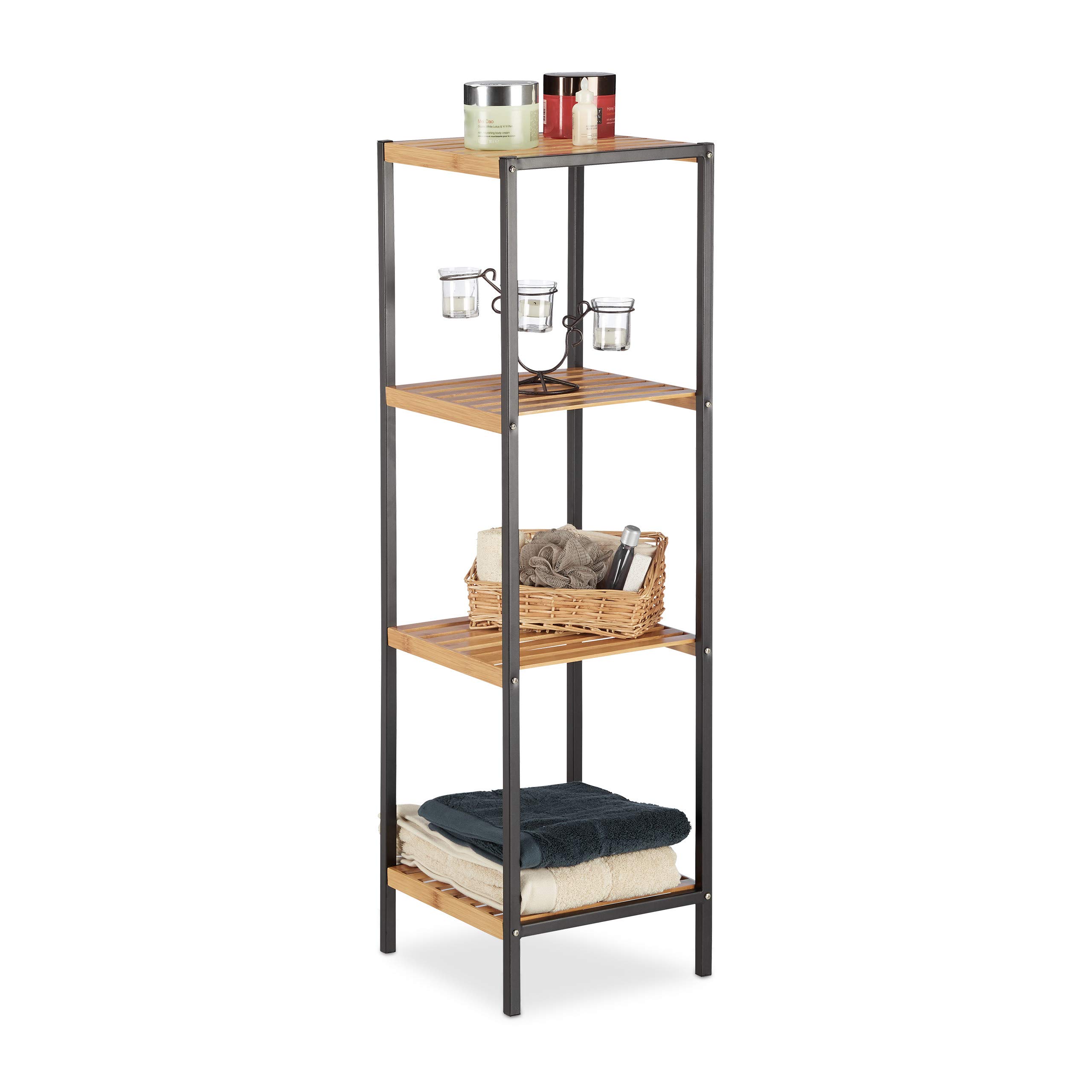 relaxdays-regal-bambus-4-ablagen-natur image 1