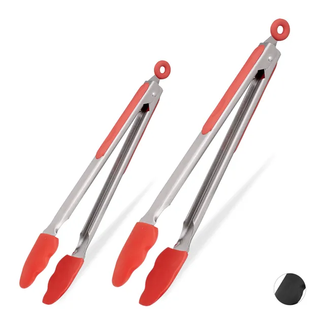 relaxdays-grillzange-2er-set-27-34-cm-rot-silikon-edelstahl image 1