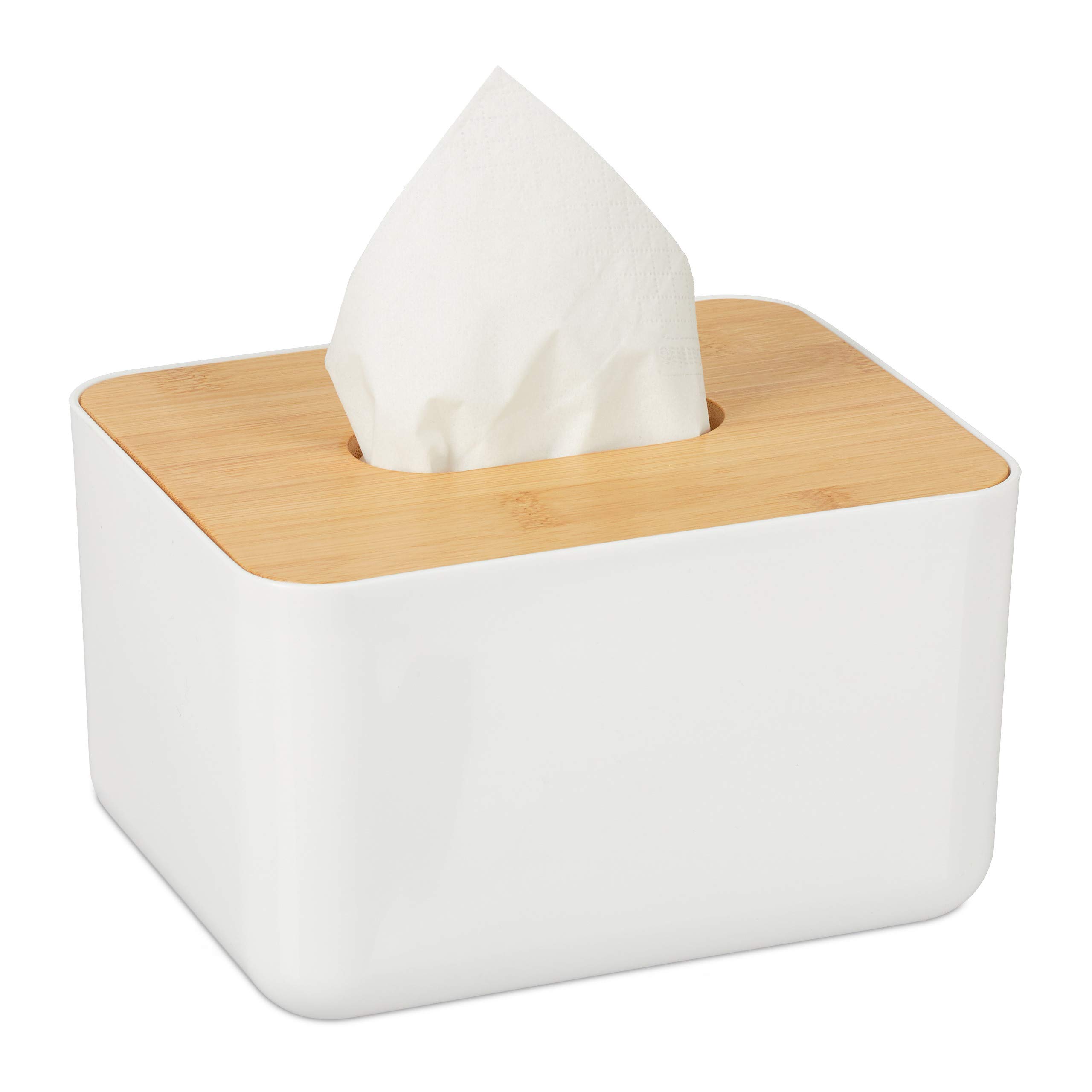 relaxdays-t-cherbox-mit-bambus-deckel-kosmetiktuchspender-wei-natur-10x17x13-cm image 1