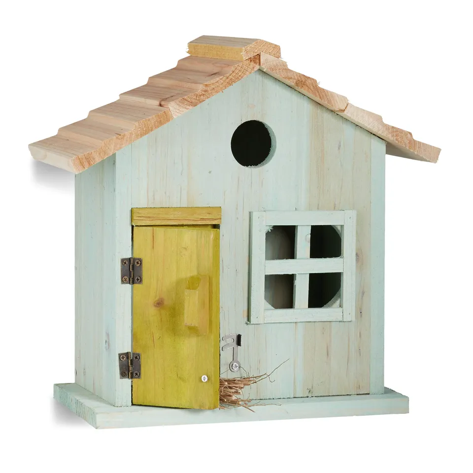 relaxdays-nistkasten-vogelh-uschen-holz-hellblau-25-5-x-15-8-x-13-cm image 1