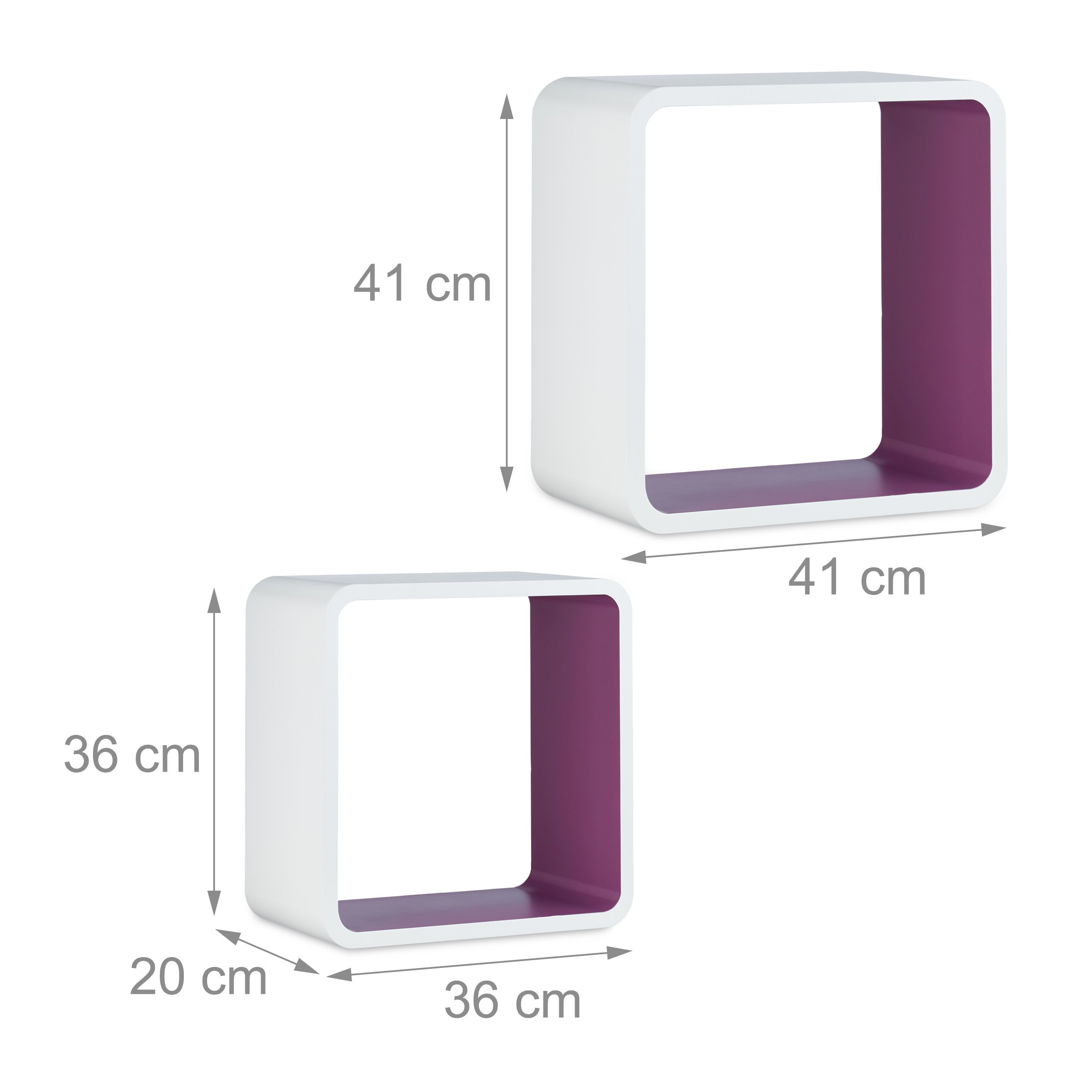 relaxdays-wandregal-cube-4er-set-mdf-wei-violett image 4
