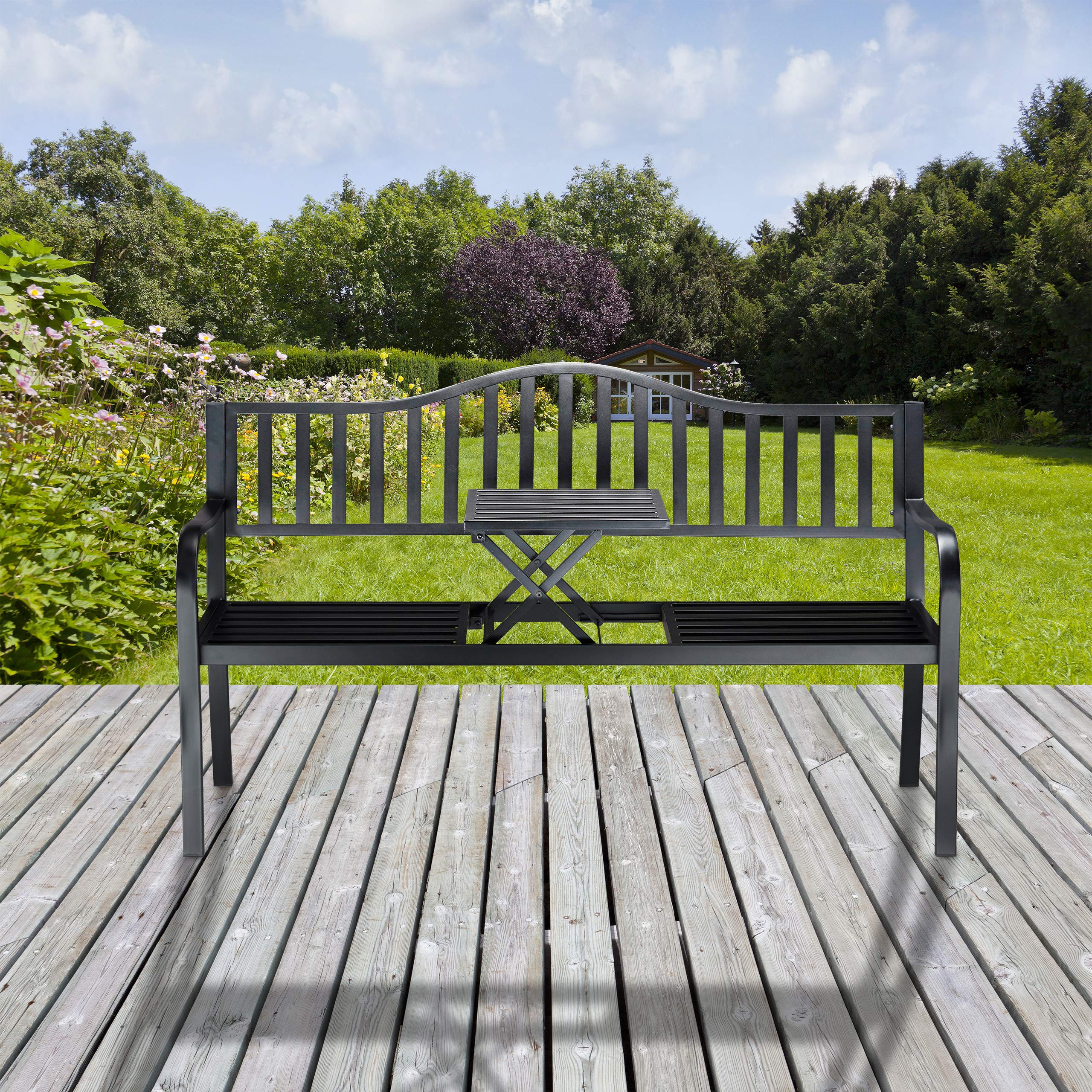 relaxdays-gartenbank-3-sitzer-schwarz-mit-klapptisch-150x57-5x90-cm image 5