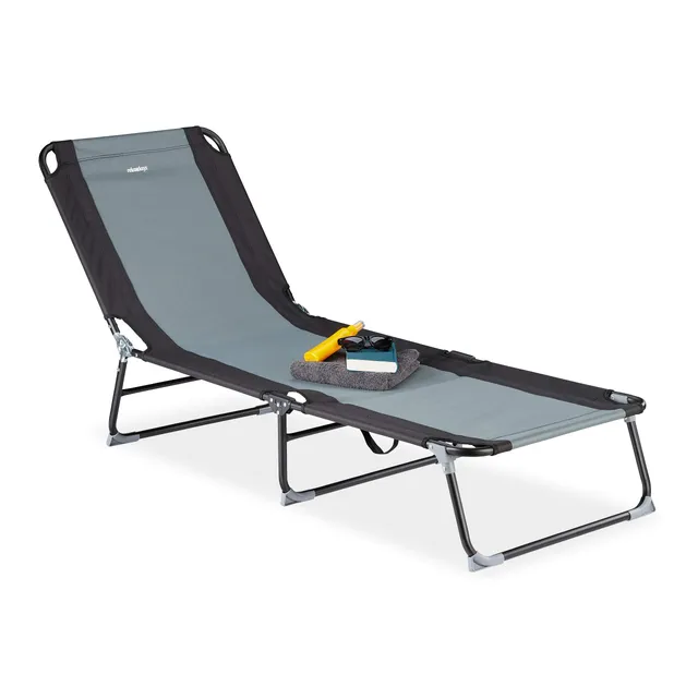 relaxdays-gartenliege-dreibeinliege-5-stufig-schwarz-grau-190-cm-bis-113-kg image 1