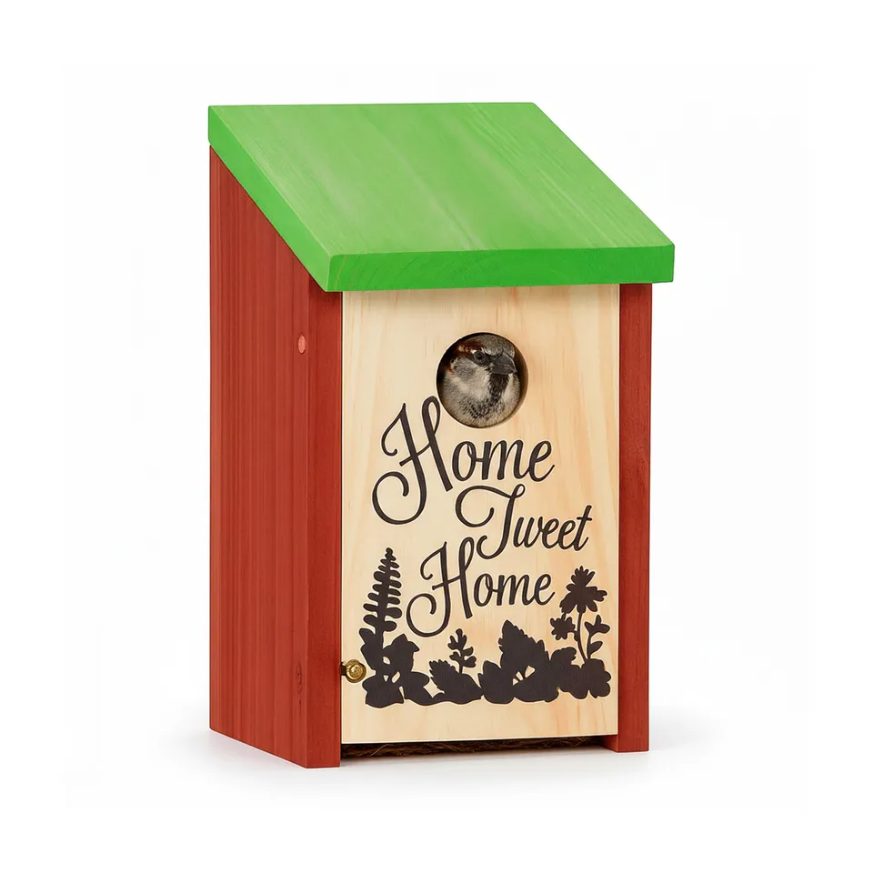 relaxdays-nistkasten-home-tweet-home-holzvogelhaus-rotgr-n-21-5-x-12-x-15-2-cm image 1