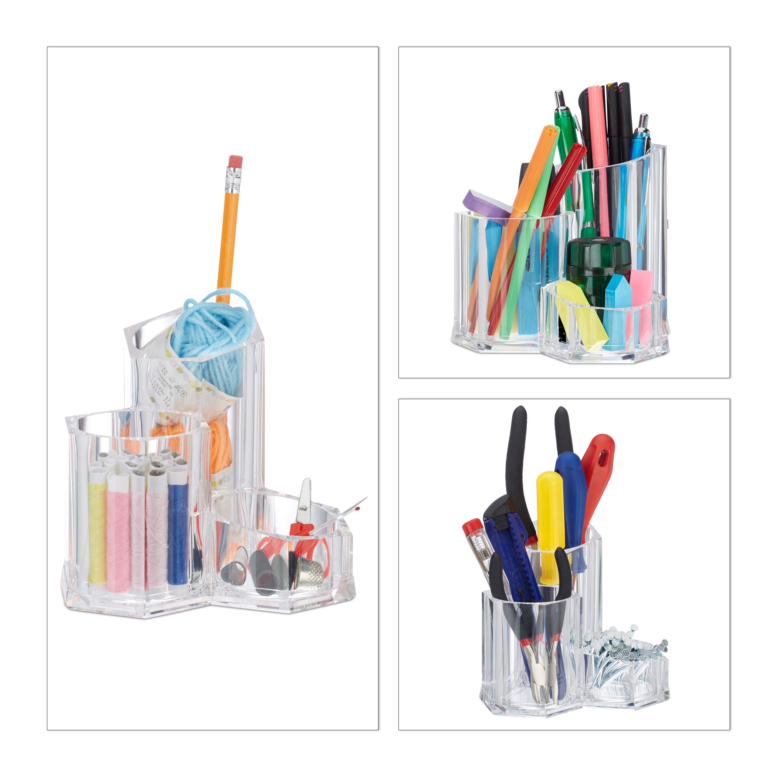 relaxdays-pinselhalter-3-teilig-acryl-transparent-kosmetik-organizer image 3