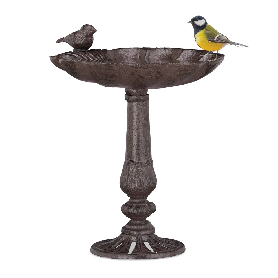 relaxdays-vogeltr-nke-gusseisen-stehend-muschel-24-5-x-22-x-18-cm-braun-bronze image 1