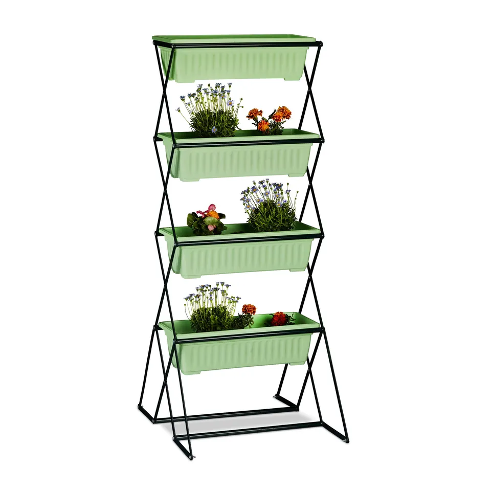 relaxdays-vertikalbeet-mit-4-blumenk-sten-stahl-schwarz-126-cm image 1