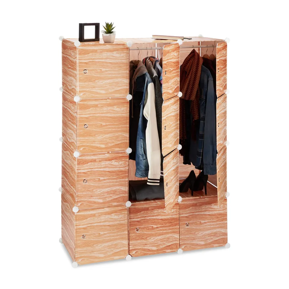 relaxdays-kleiderschrank-stecksystem-8-f-cher-holzoptik-145-x-109-5-x-47-cm image 1