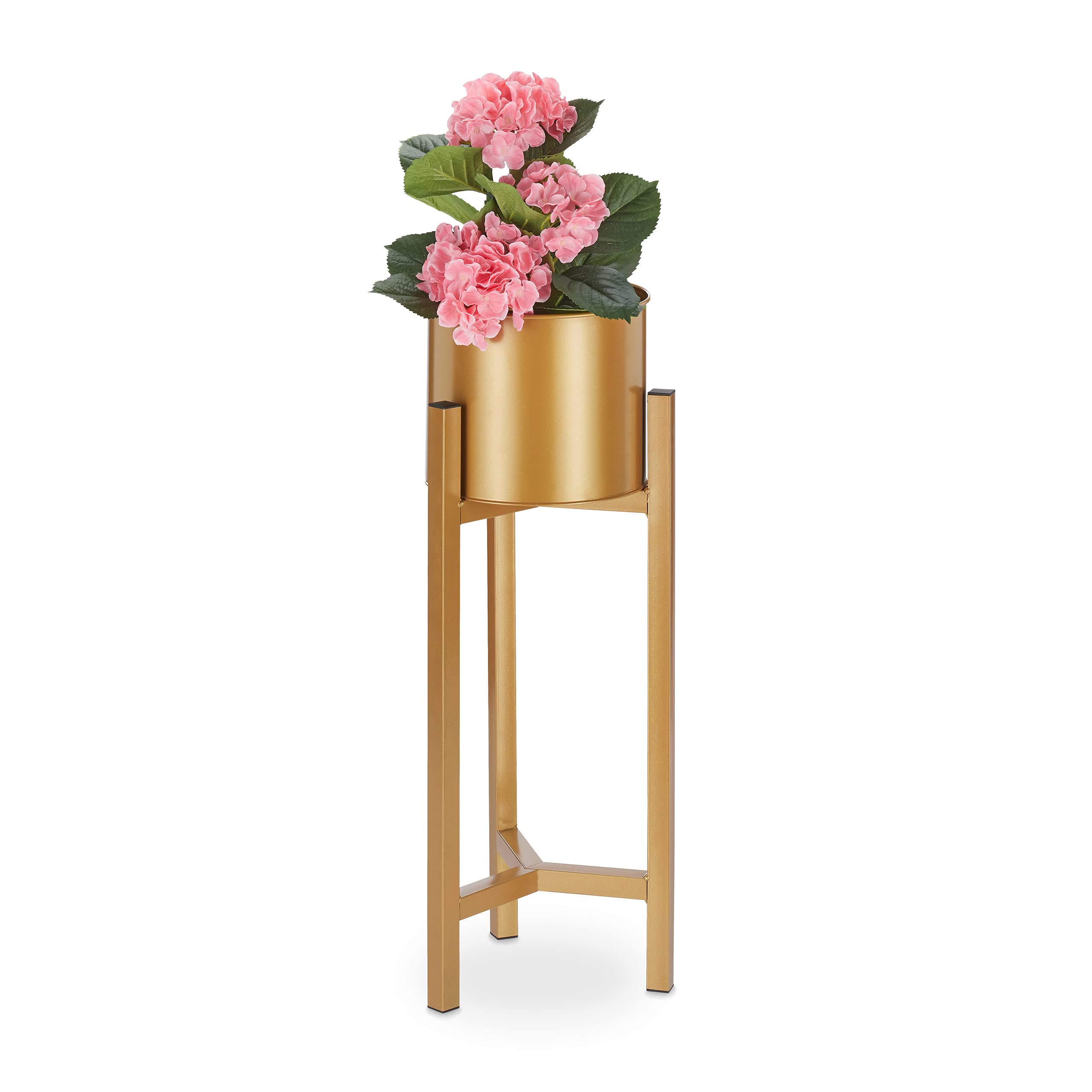 relaxdays-blumentopfst-nder-mit-topf-metall-pflanzenst-nder-gold-60-x-21-5-cm image 1