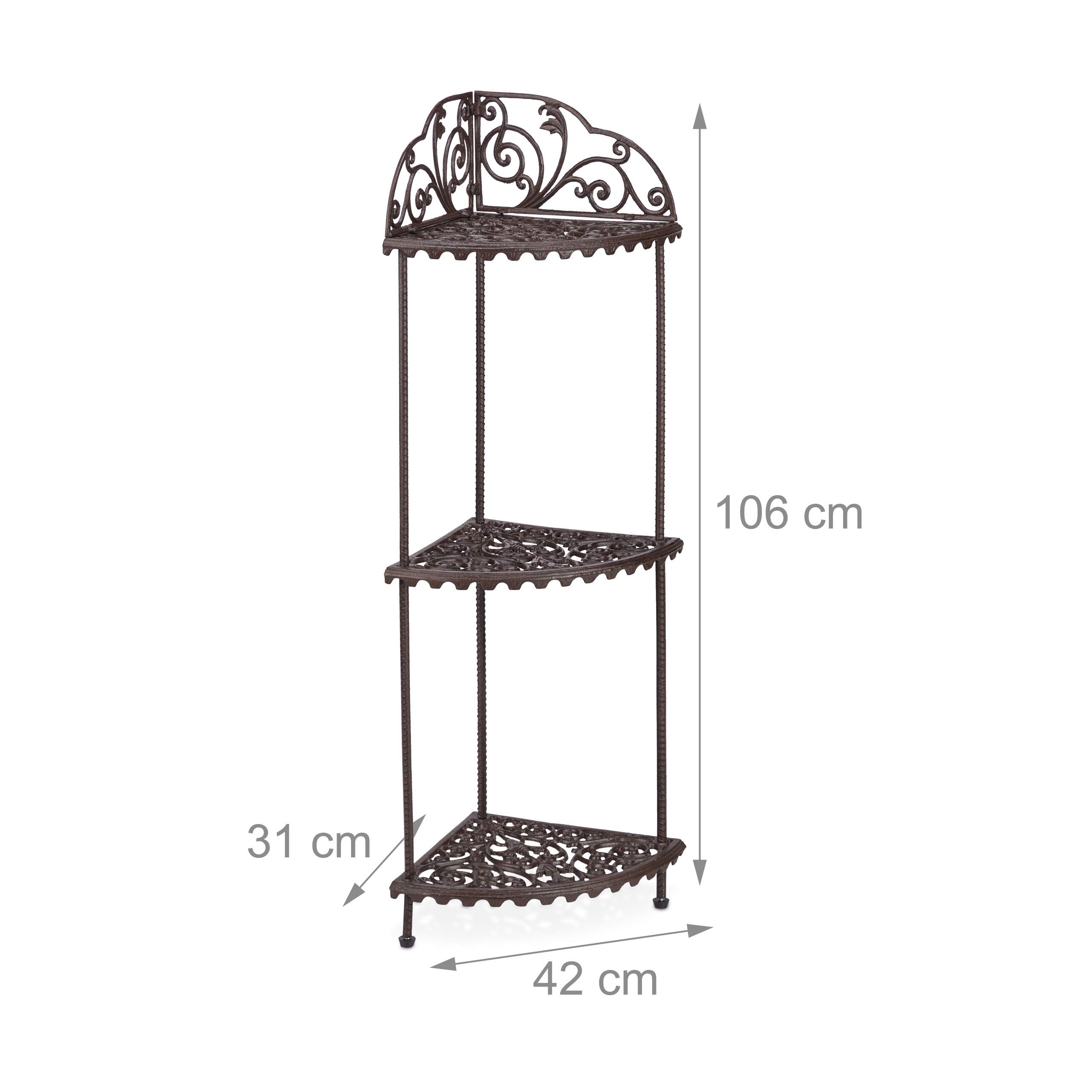 relaxdays-eck-pflanzenregal-braun-gusseisen-3-stufen-106-x-42-x-31-cm image 3
