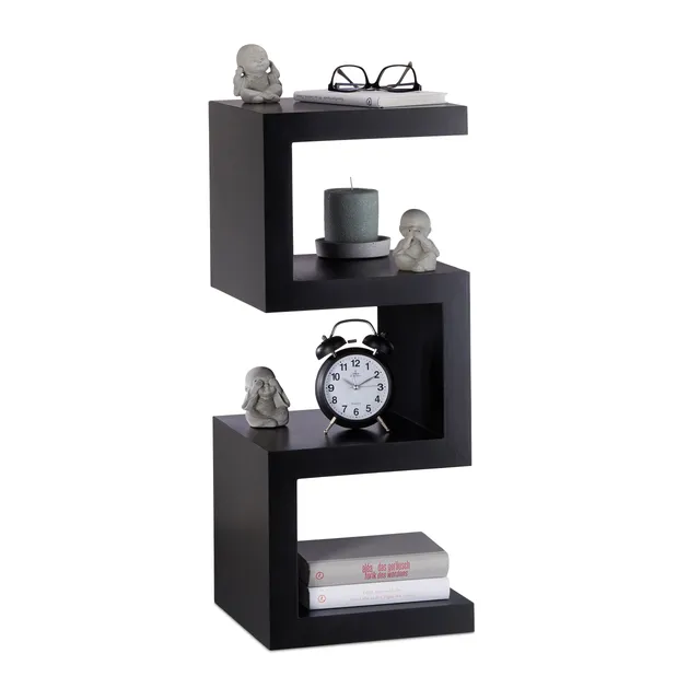 relaxdays-retro-standregal-zickzack-75x30x30-cm-schwarz image 1