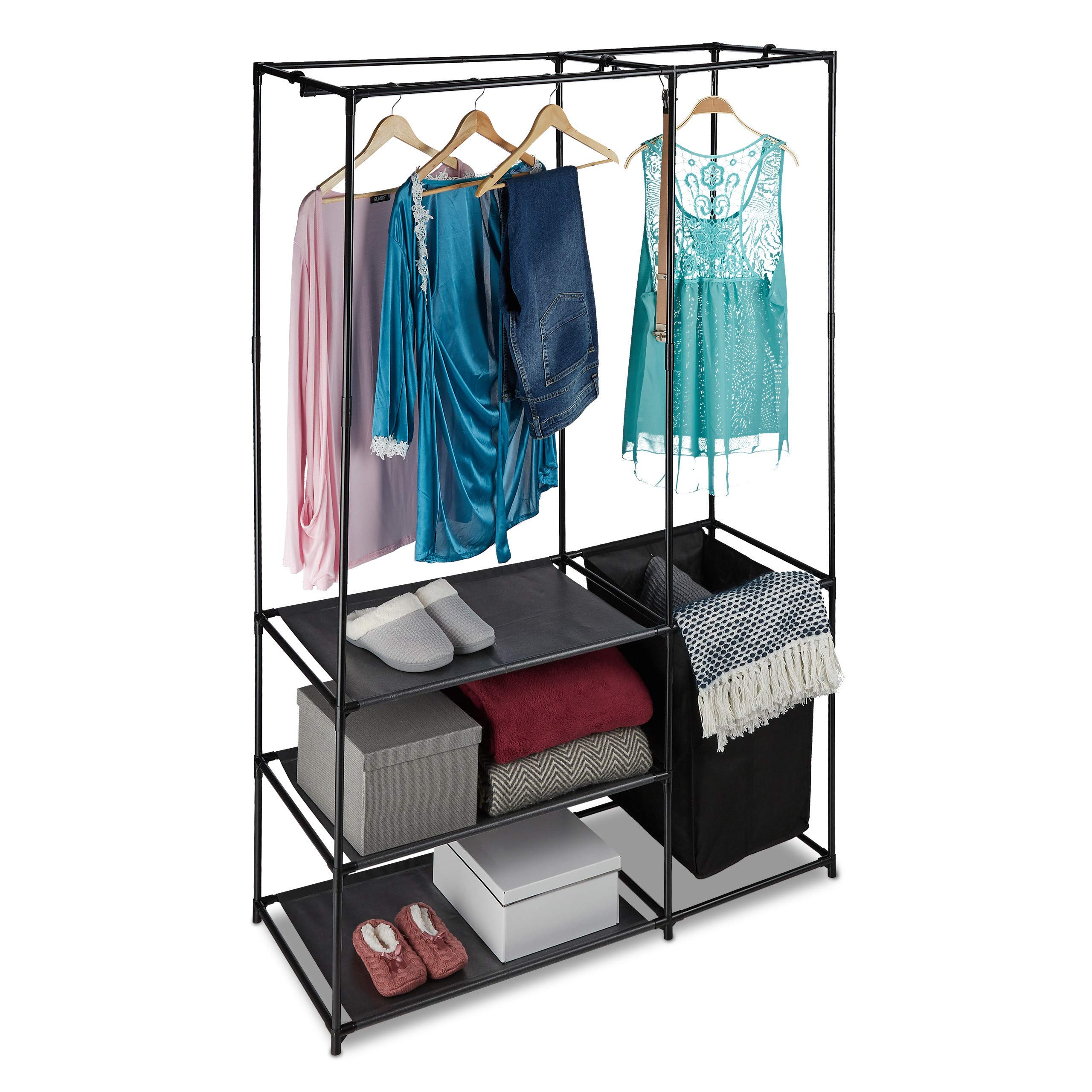 relaxdays-offener-kleiderschrank-mit-w-schekorb-70l-180-x-115-x-50-cm image 1