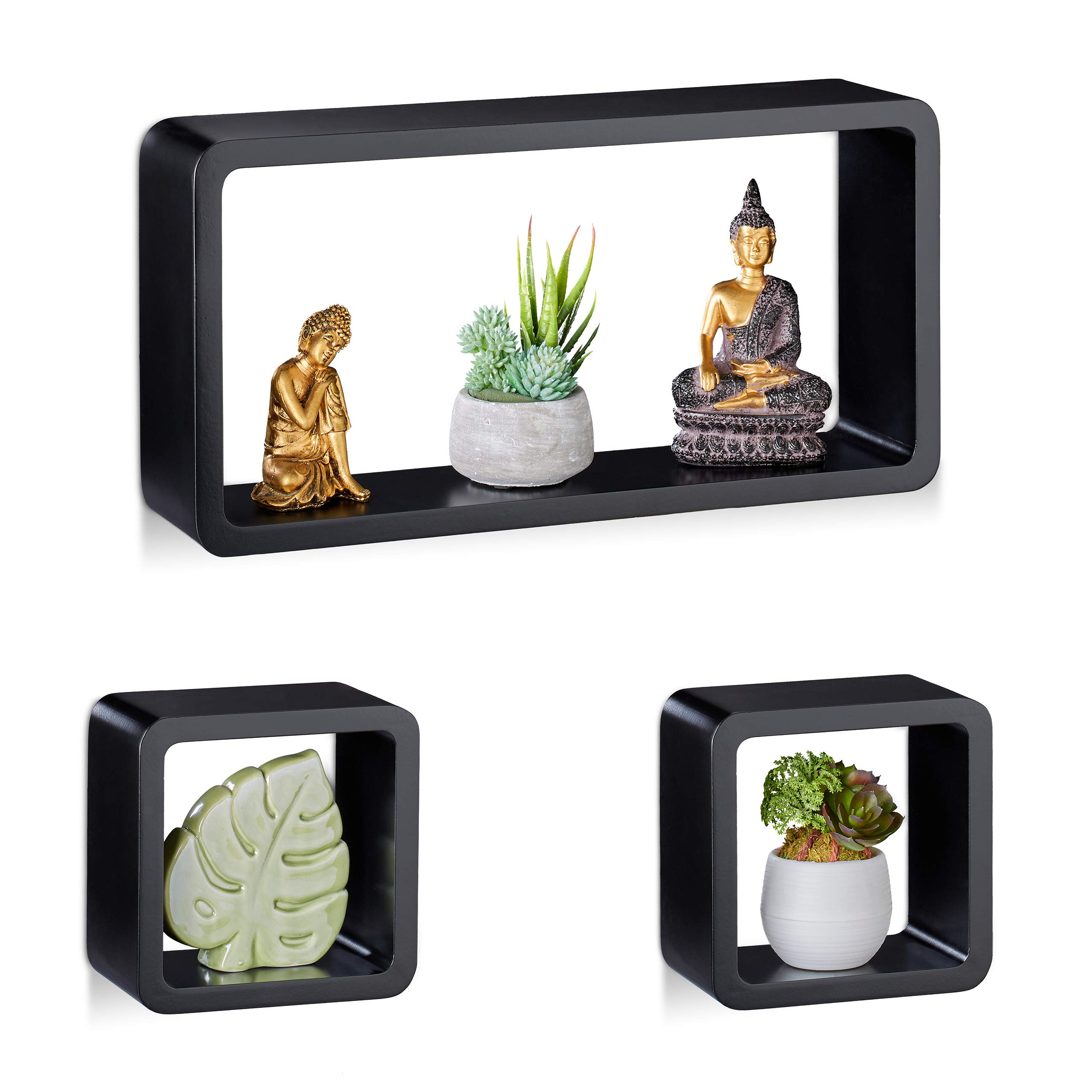 relaxdays-cube-regal-3er-set-schwebend-mdf-schwarz image 1