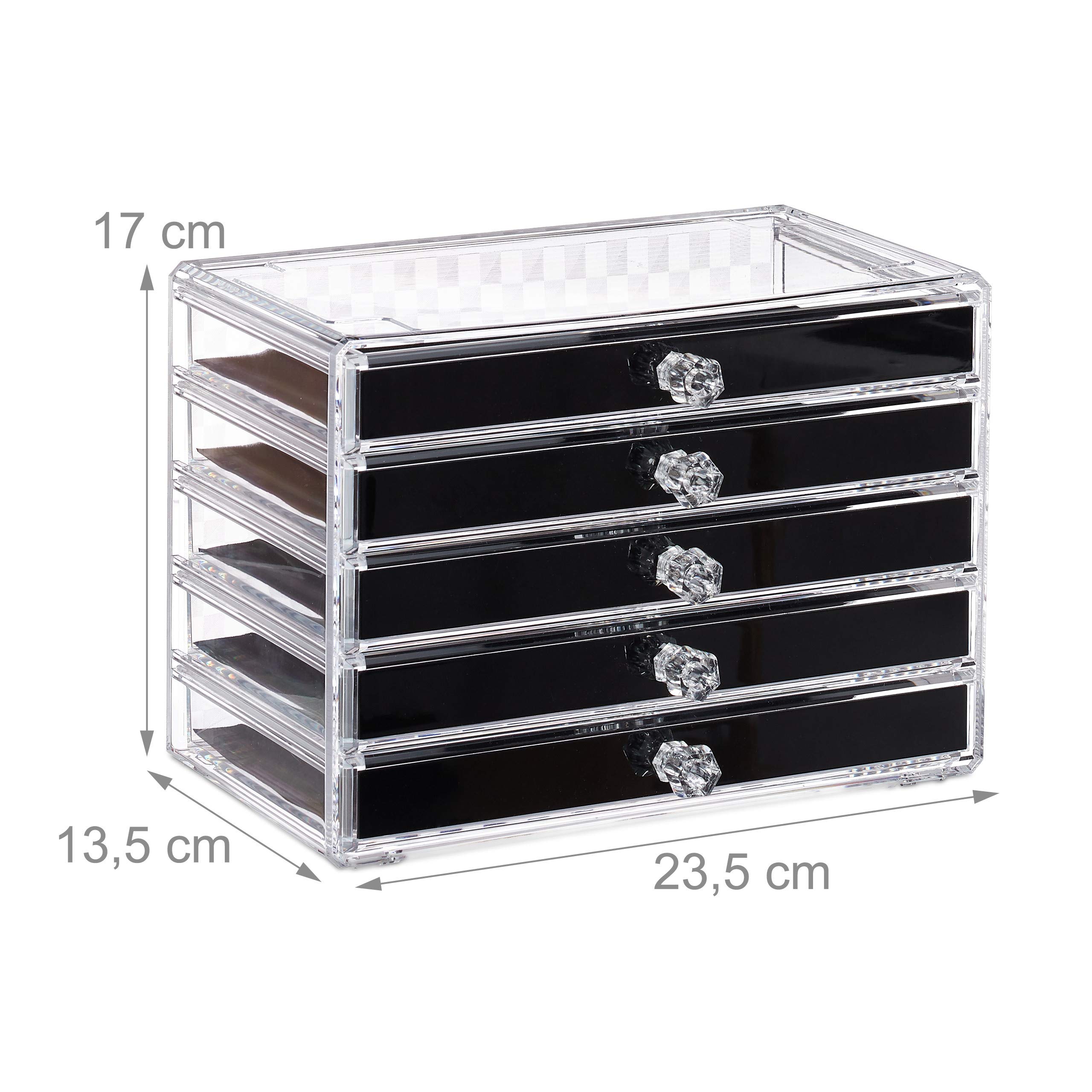 relaxdays-kosmetik-organizer-5-schubladen-acryl-schwarz image 4