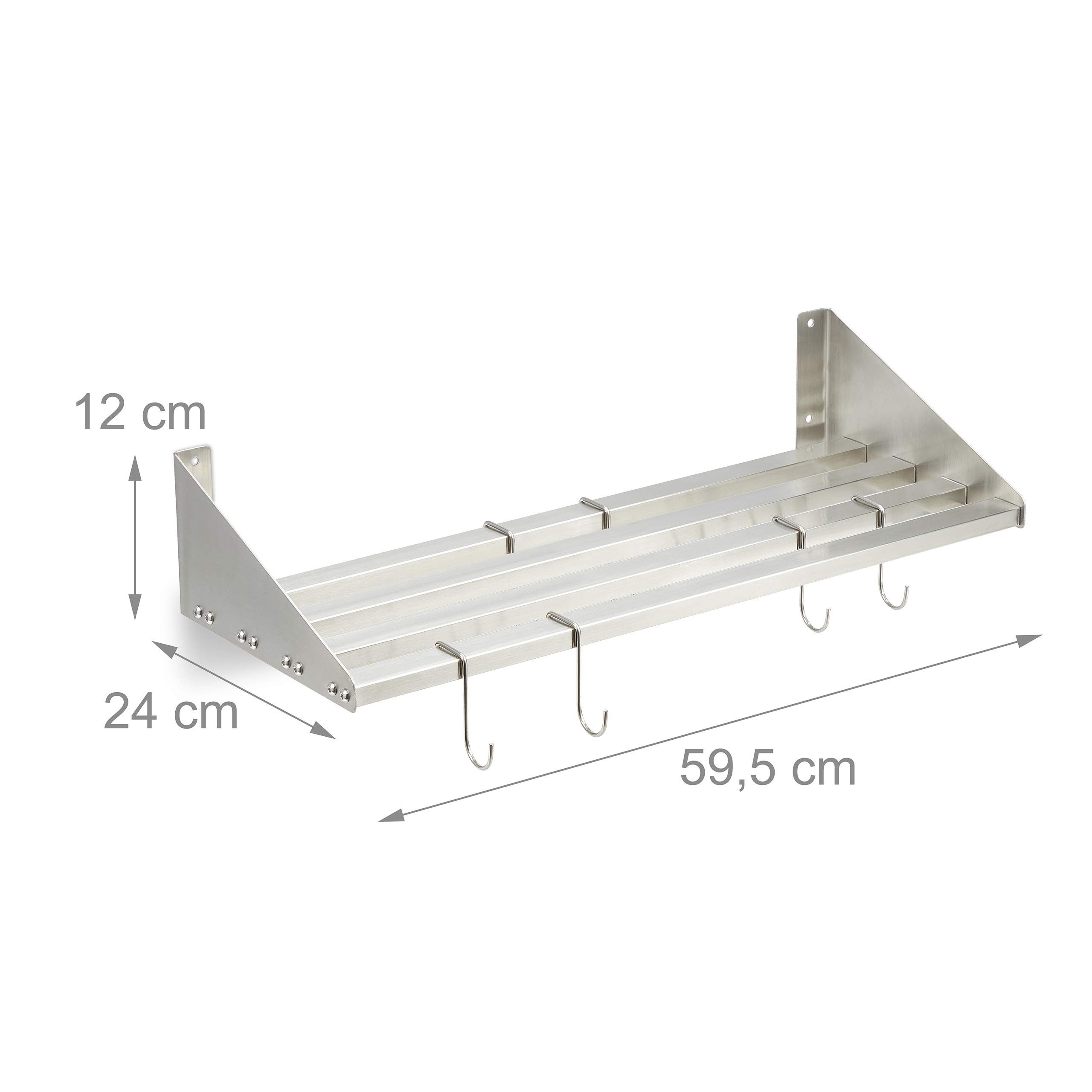relaxdays-wandregal-edelstahl-6-haken-24-cm-tief-silber image 4