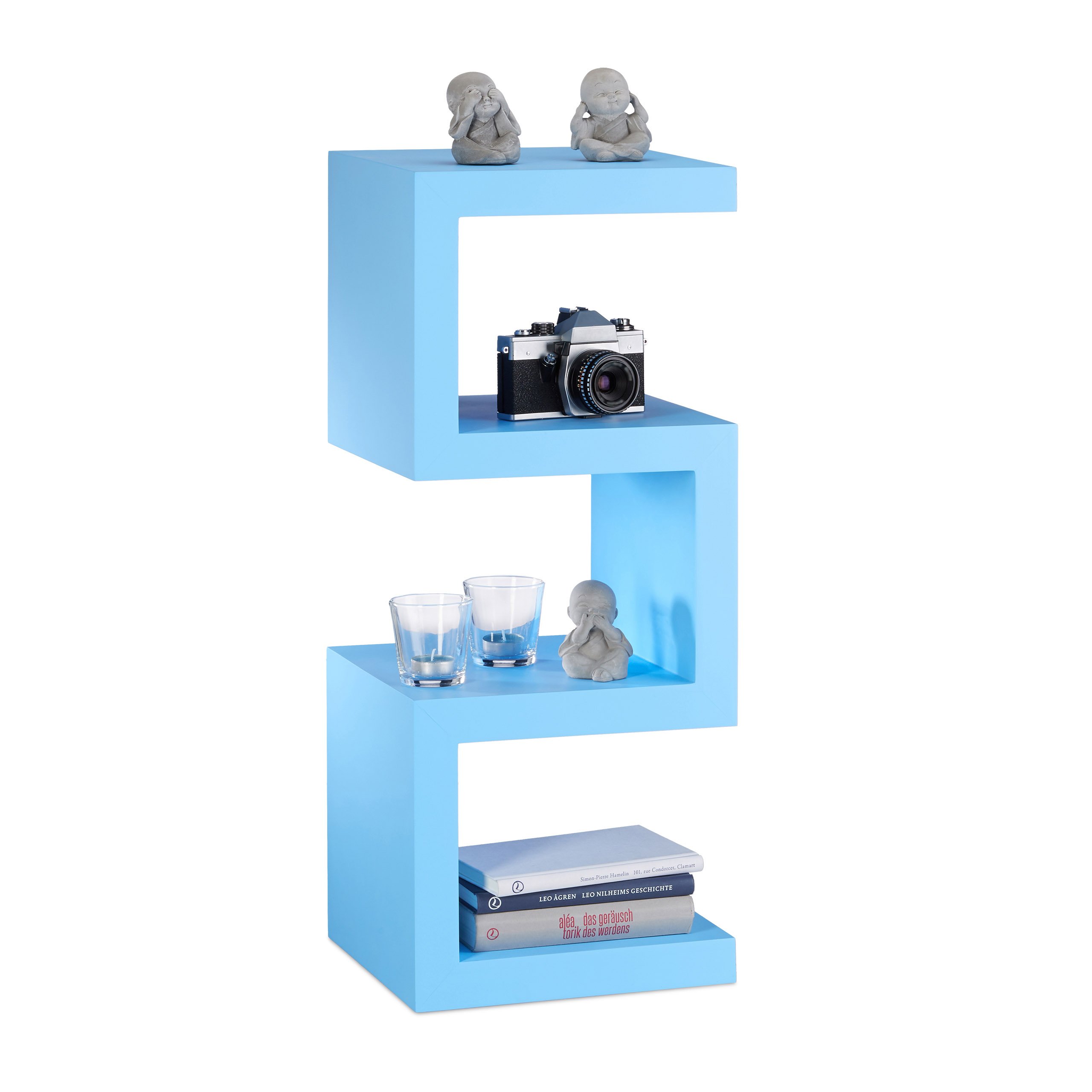 relaxdays-retro-standregal-zickzack-b-cherregal-75x30x30-cm-blau image 1