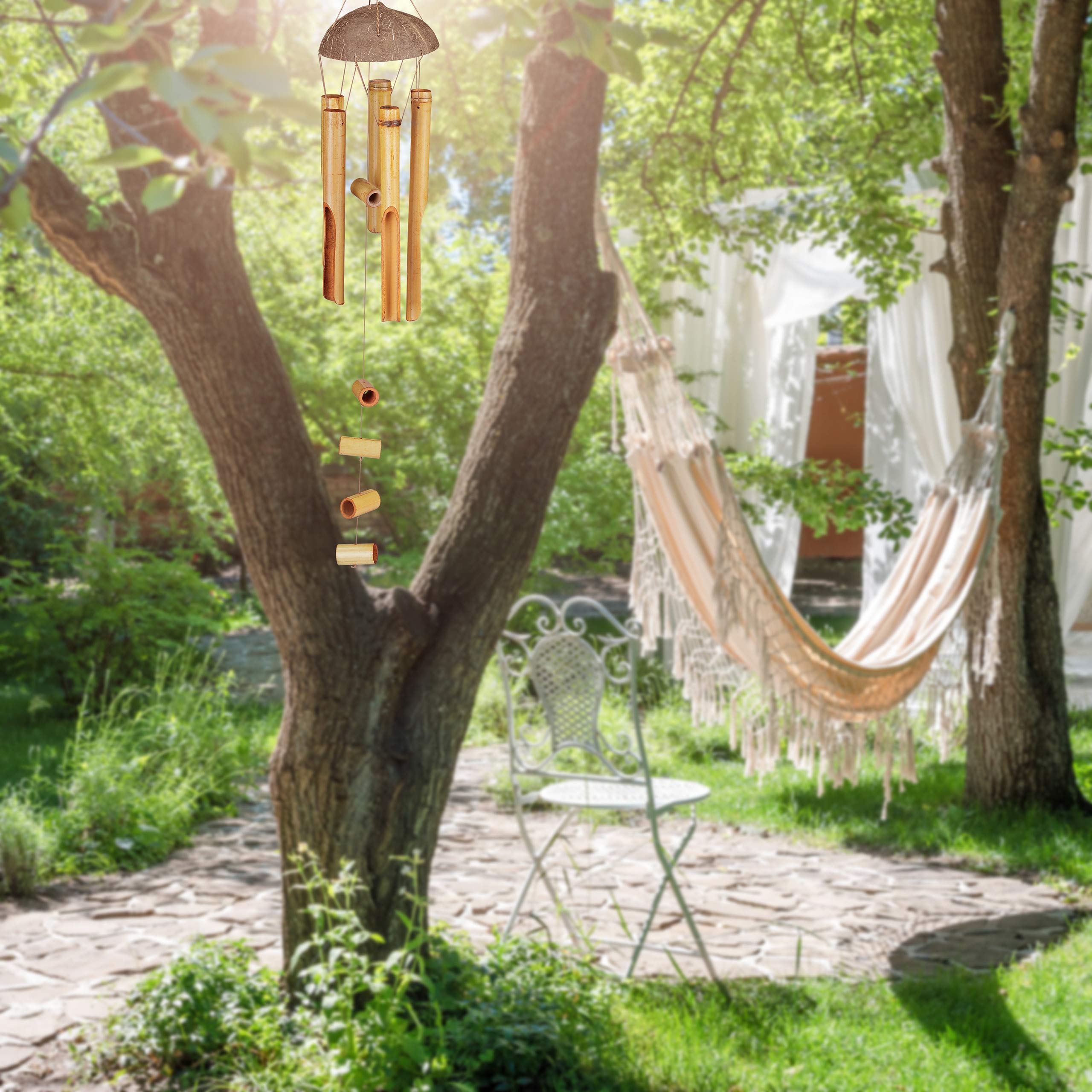relaxdays-windspiel-bambus-holz-klangspiel-71-cm-natur image 5