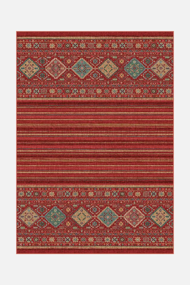 teppana-samira-granat-teppich-waschbarer-boho-teppich-mehrfarbig image 1
