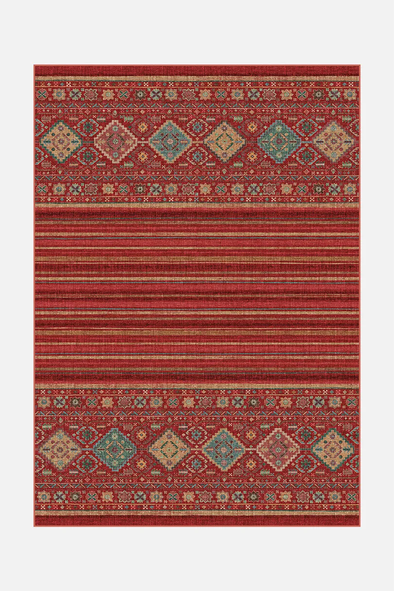 teppana-samira-granat-teppich-waschbarer-boho-teppich-mehrfarbig image 1
