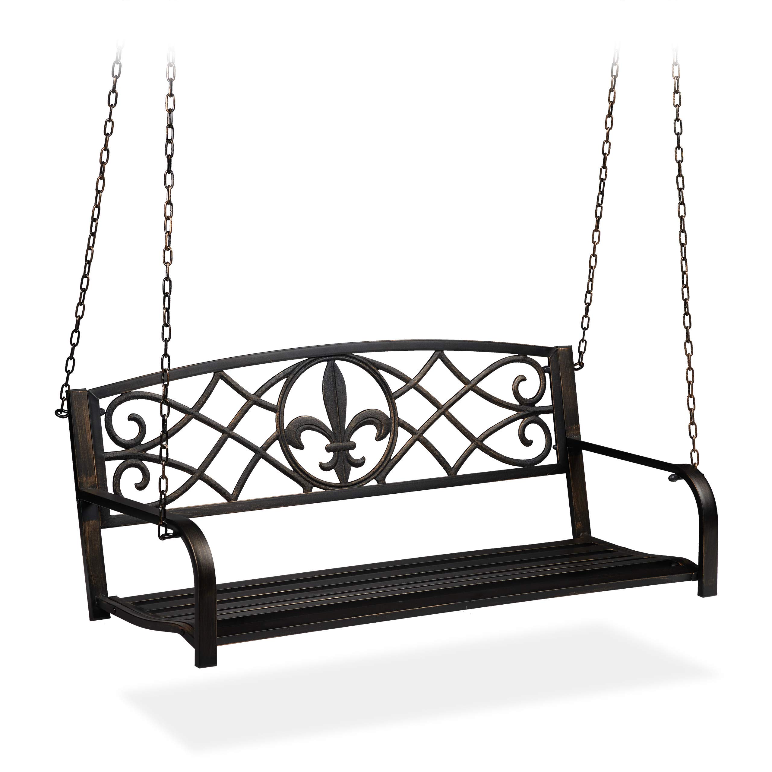 relaxdays-h-ngebank-2-sitzer-gartenschaukel-zum-aufh-ngen-vintage-design-metall- image 1