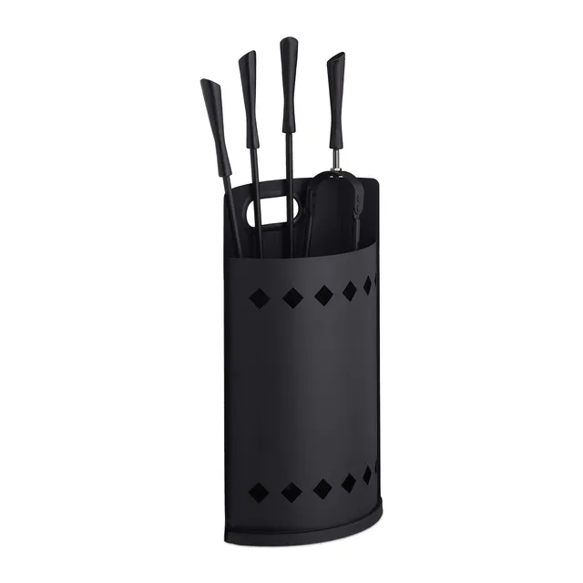 relaxdays-kaminbesteck-set-5-teilig-modern-mit-eimer-schwarz image 1