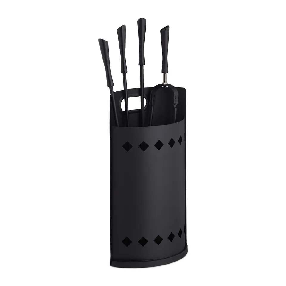 relaxdays-kaminbesteck-set-5-teilig-modern-mit-eimer-schwarz image 1