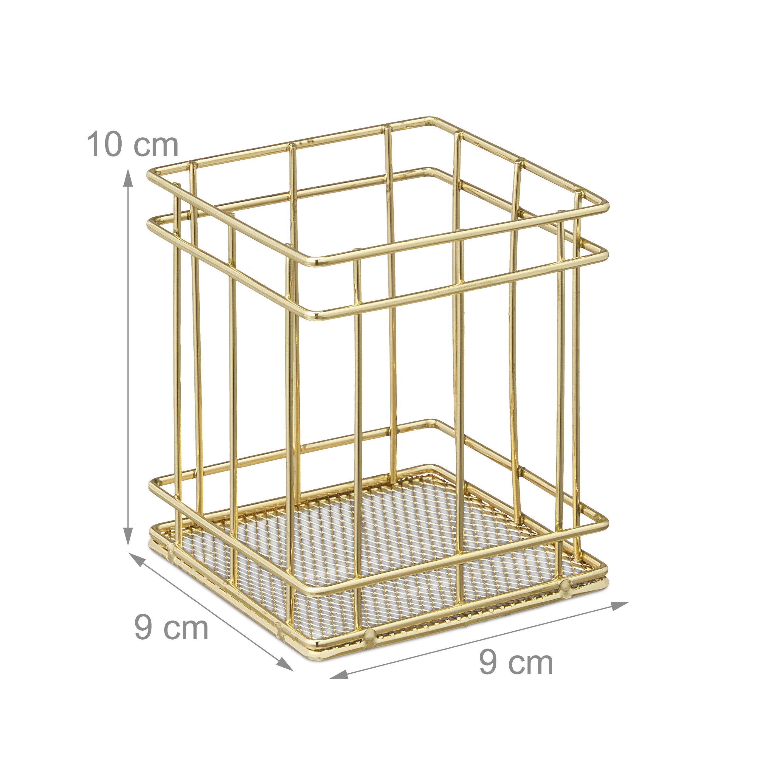 relaxdays-stiftehalter-eckig-draht-gold-10x9x9-cm image 4