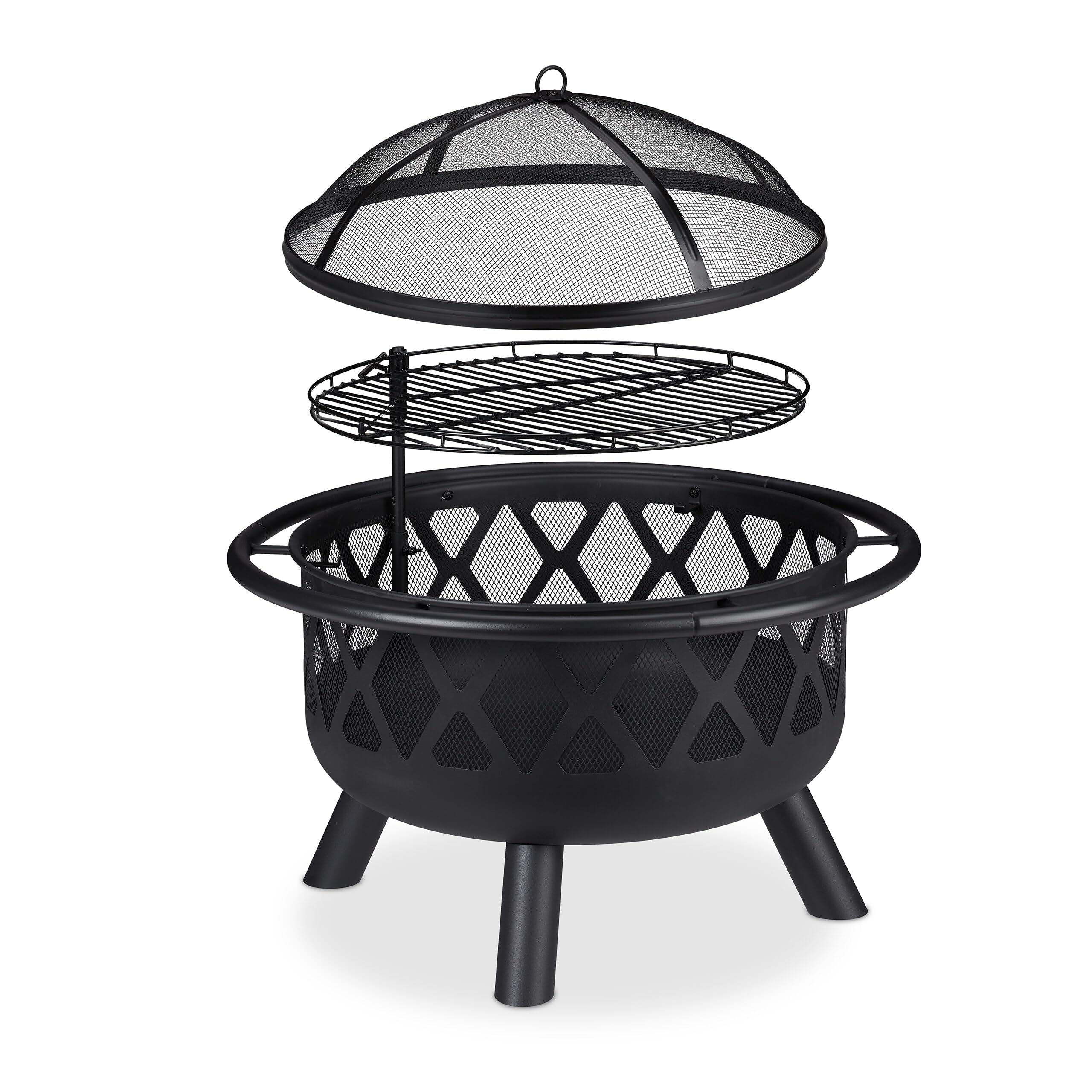 relaxdays-feuerschale-mit-grillrost-75-cm-stahl-schwarz image 6