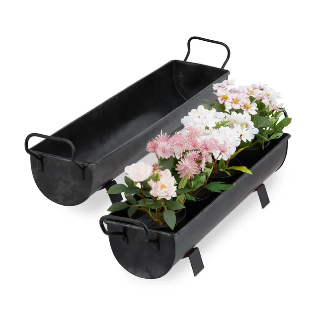 relaxdays-blumenkasten-dachrinne-2er-set-eisen-anthrazit image 1