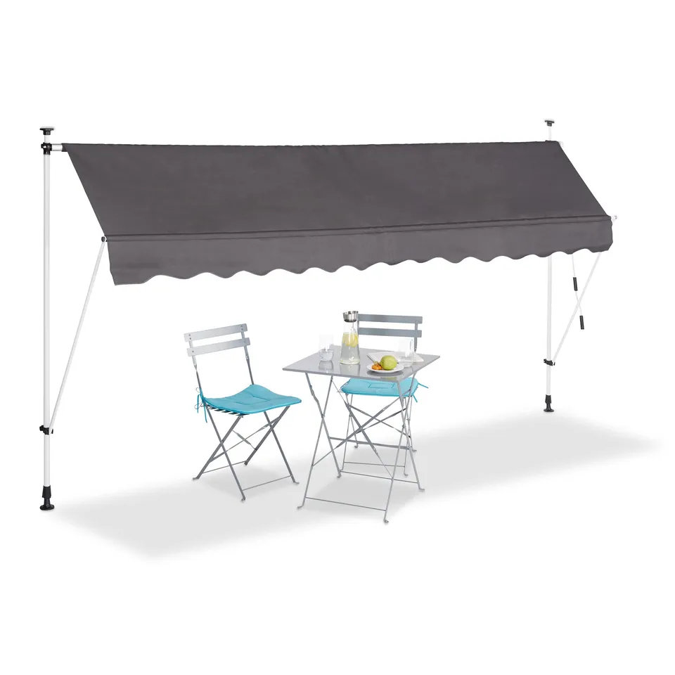 relaxdays-klemmmarkise-350-cm-grau-balkon-sonnenschutz-ohne-bohren-h-henverstell image 1