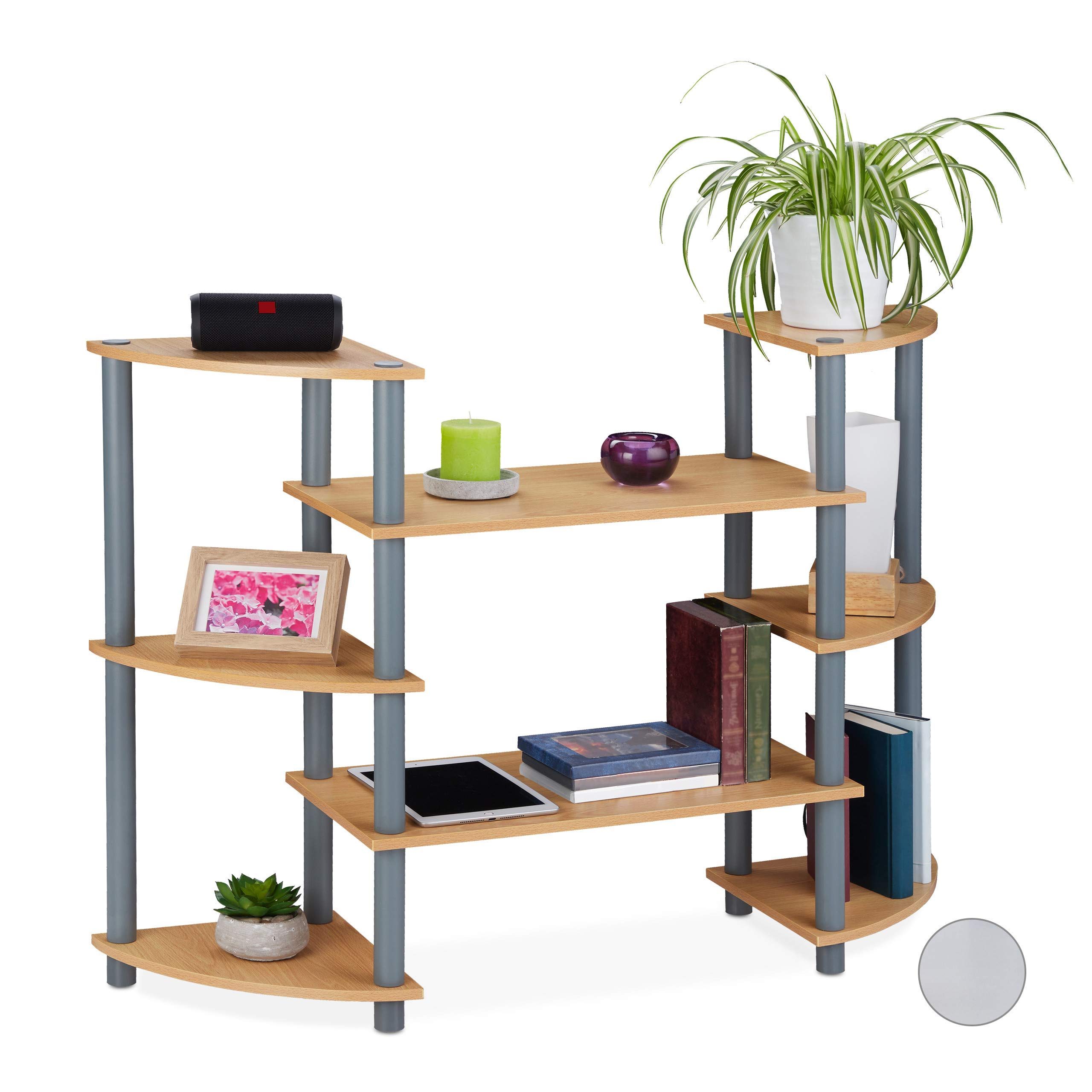 relaxdays-wohnzimmer-regal-8-ablagen-tv-regal-75-5-x-106-5-x-30-cm-braun image 1