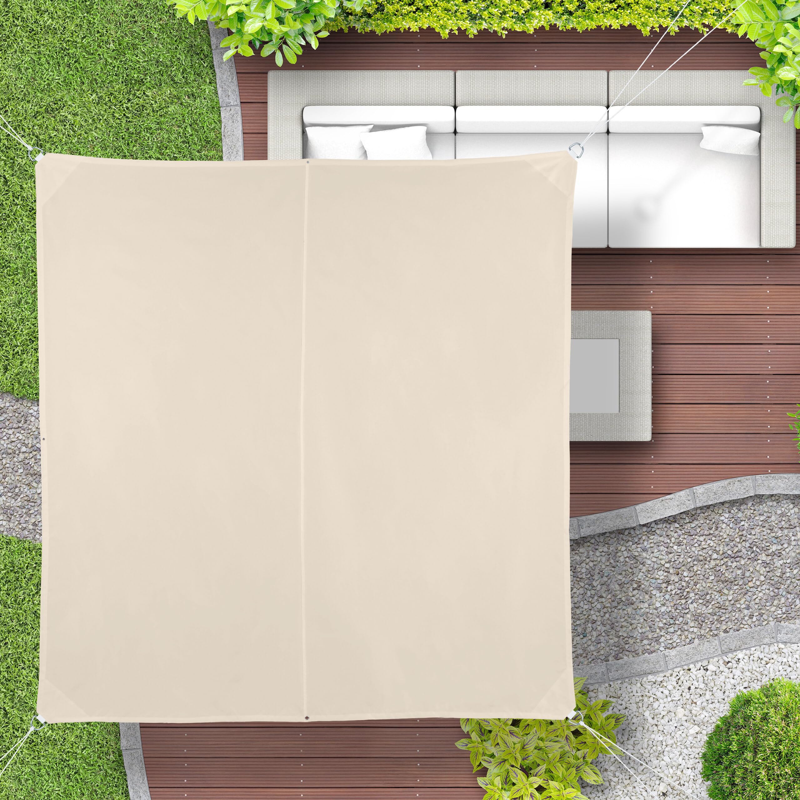 relaxdays-sonnensegel-quadratisch-3x3-m-beige-wasserabweisend image 2