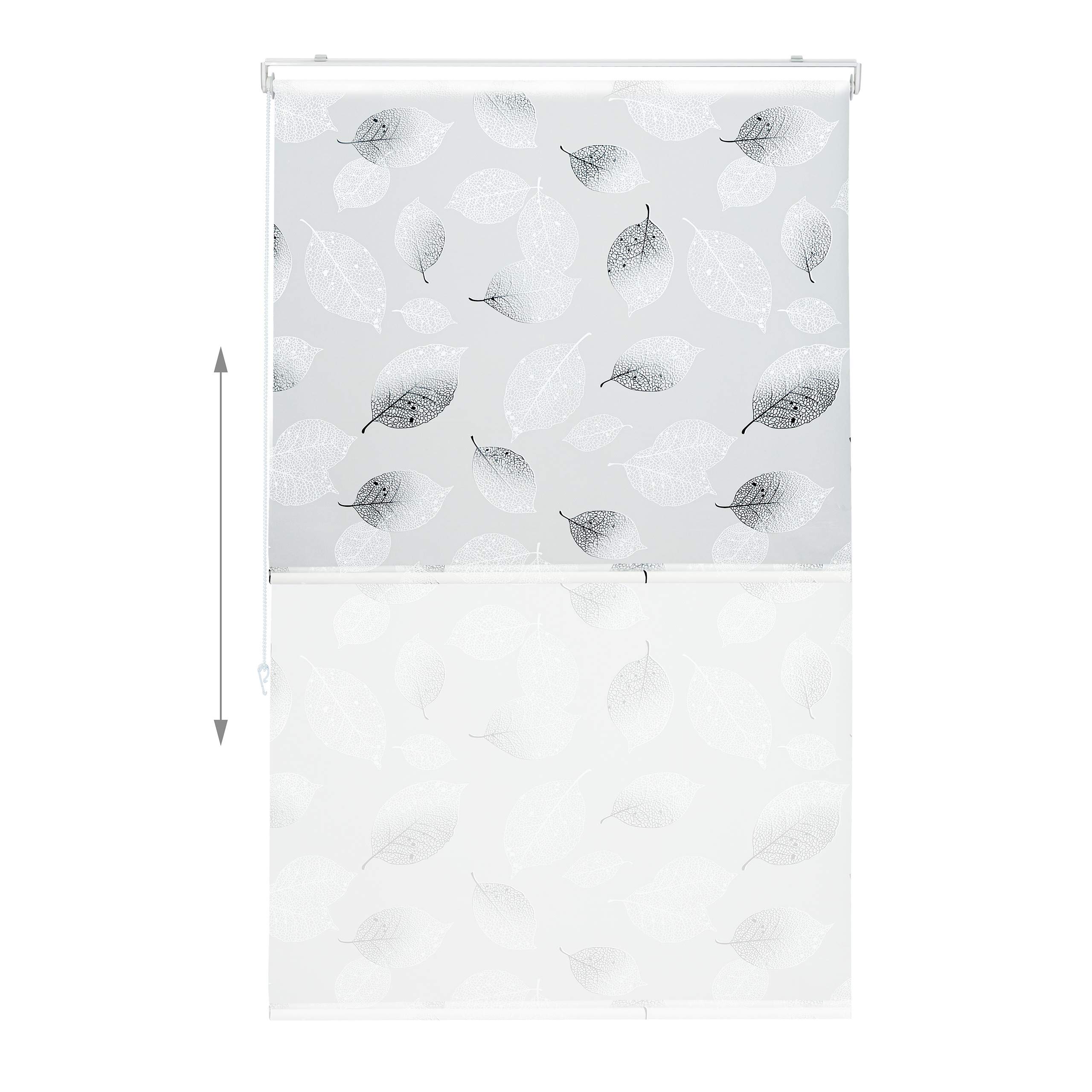 relaxdays-duschrollo-100-x-240-cm-blatt-schwarz-wei-seilzug image 6