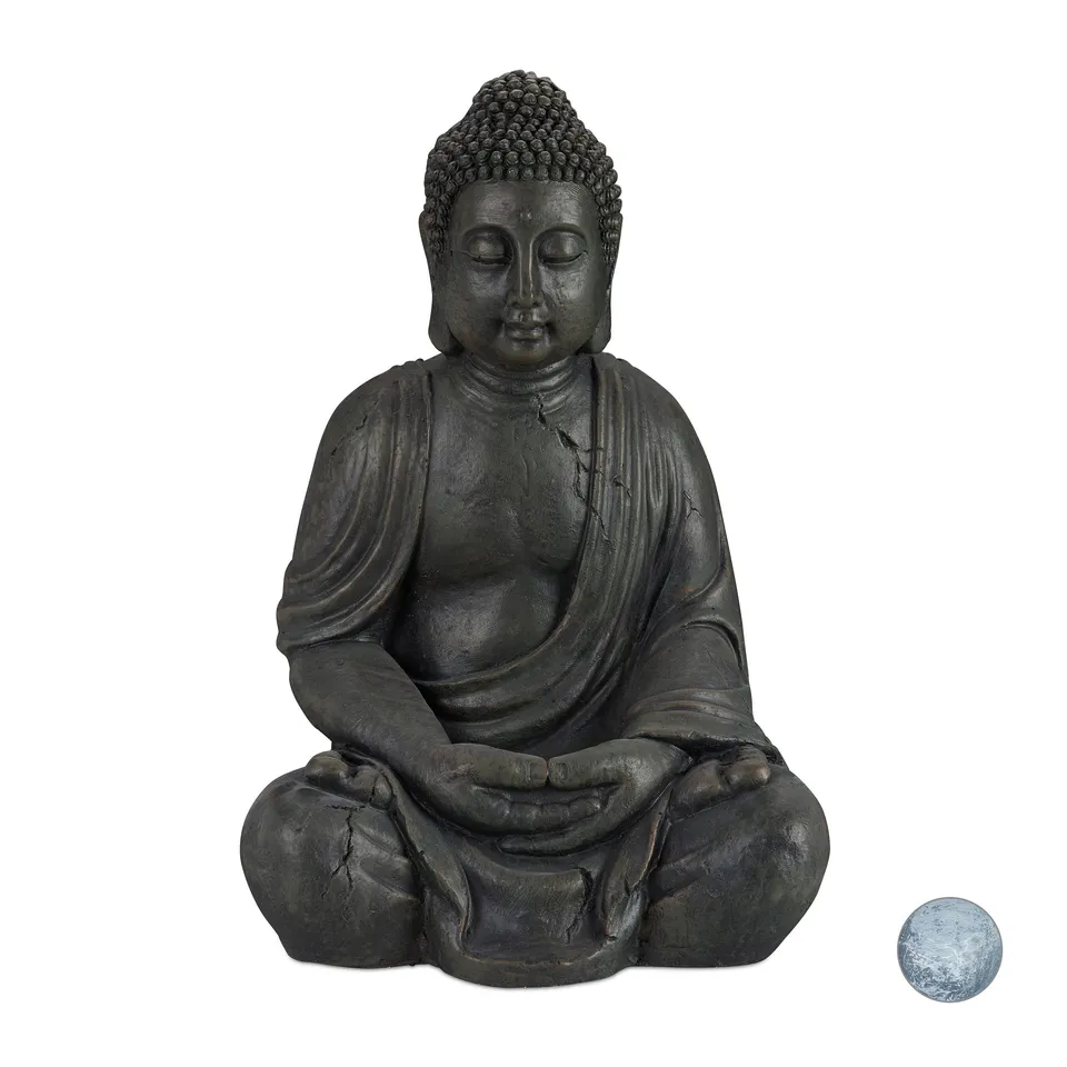 relaxdays-buddha-figur-sitzend-xl-70-cm-polyresin-dunkelgrau image 1