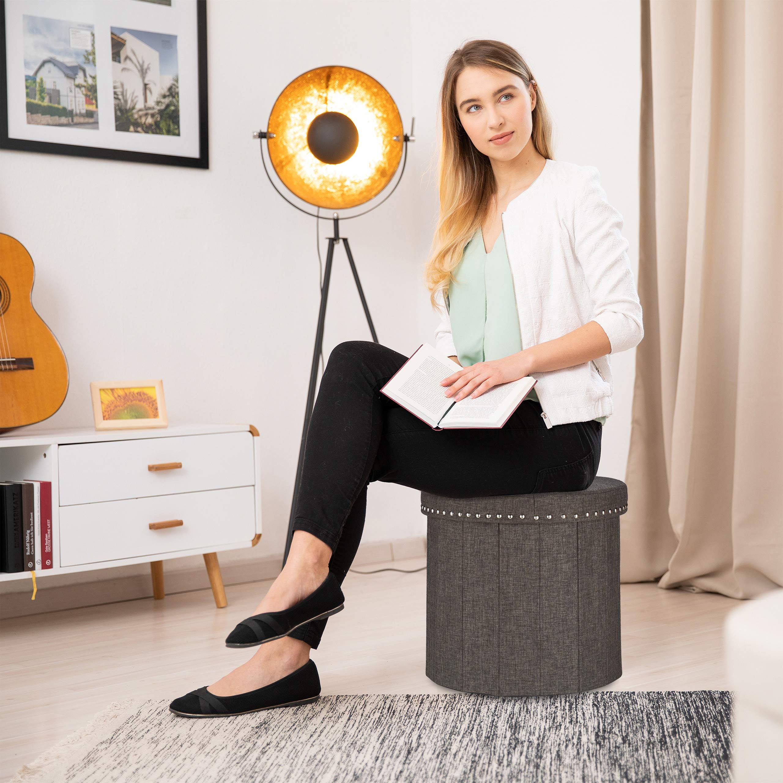 relaxdays-sitzhocker-mit-stauraum-rund-braun-43x46-cm-faltbar-300-kg image 2
