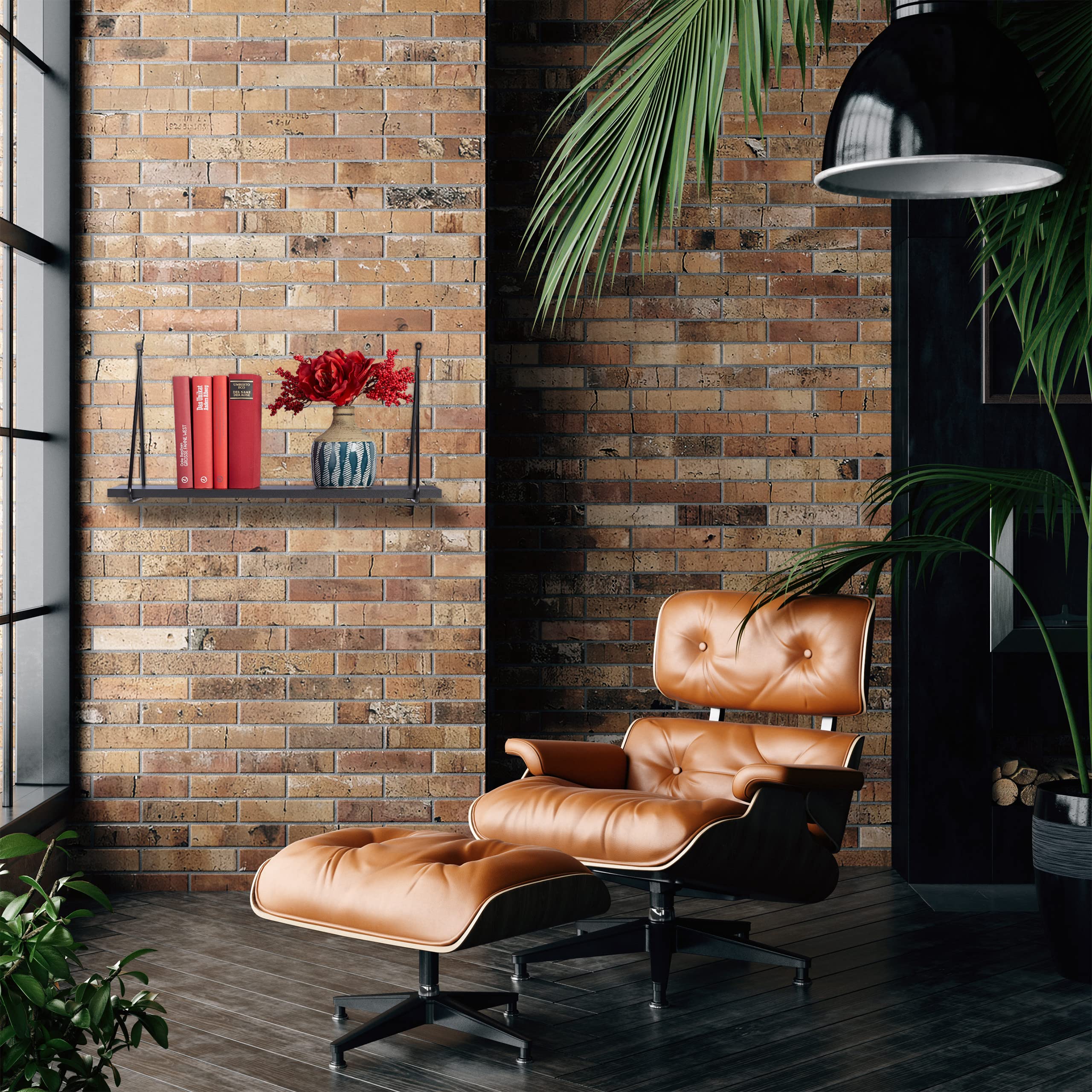 relaxdays-wandregal-schwarz-60-x-22-cm-mit-metallrahmen image 2