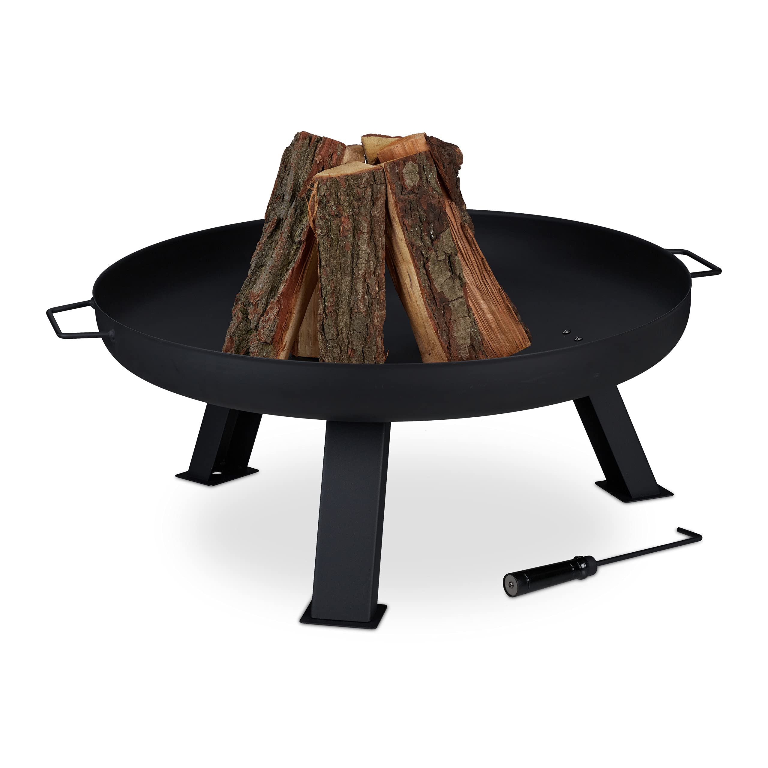 relaxdays-feuerschale-80-cm-stahl-schwarz-mit-sch-rhaken image 1
