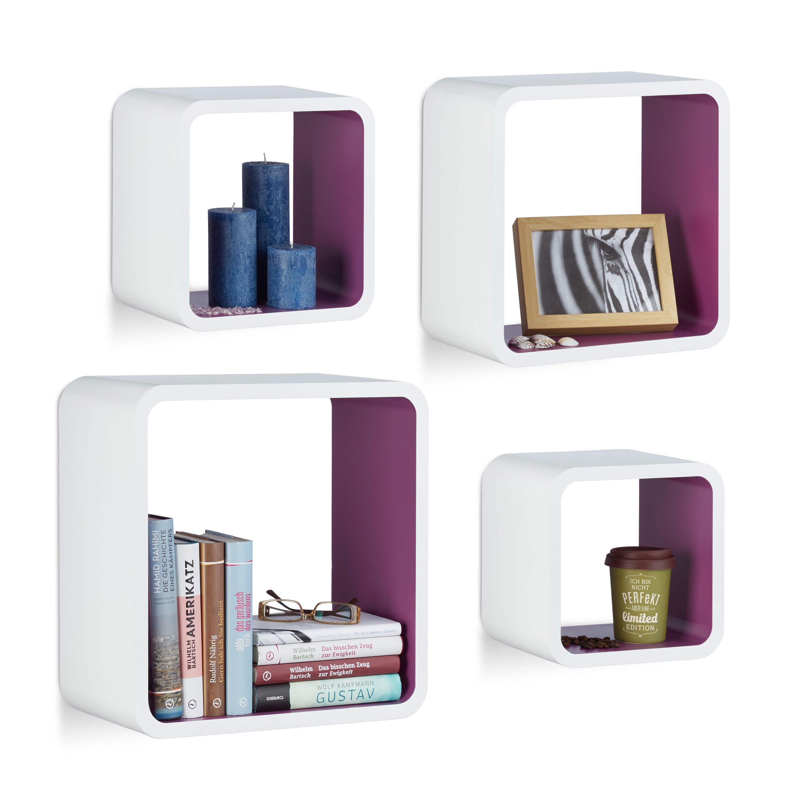 relaxdays-wandregal-cube-4er-set-mdf-wei-violett image 1