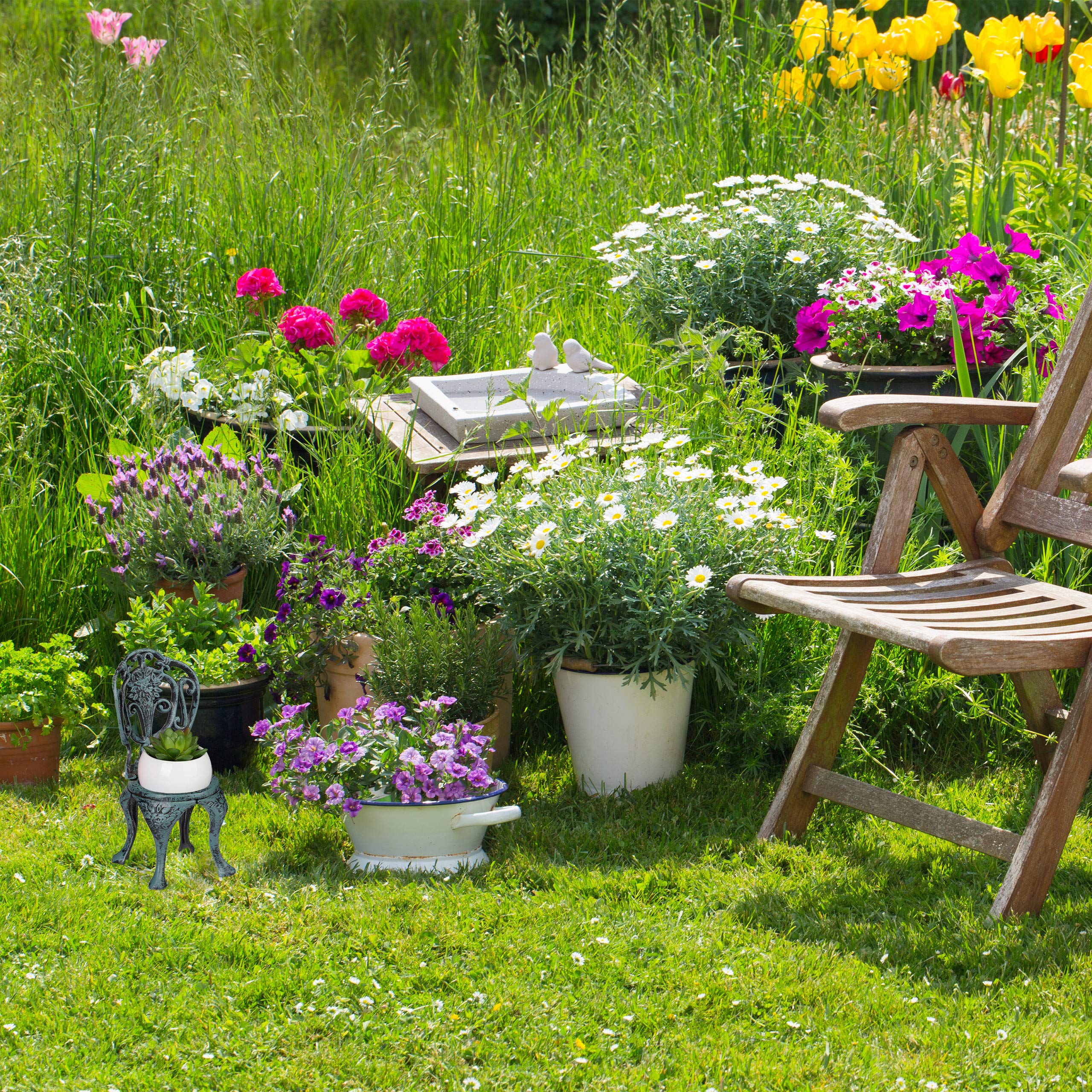 relaxdays-mini-blumenbank-gusseisen-vintage-dunkelgr-n-24-x-11-x-14-cm image 2