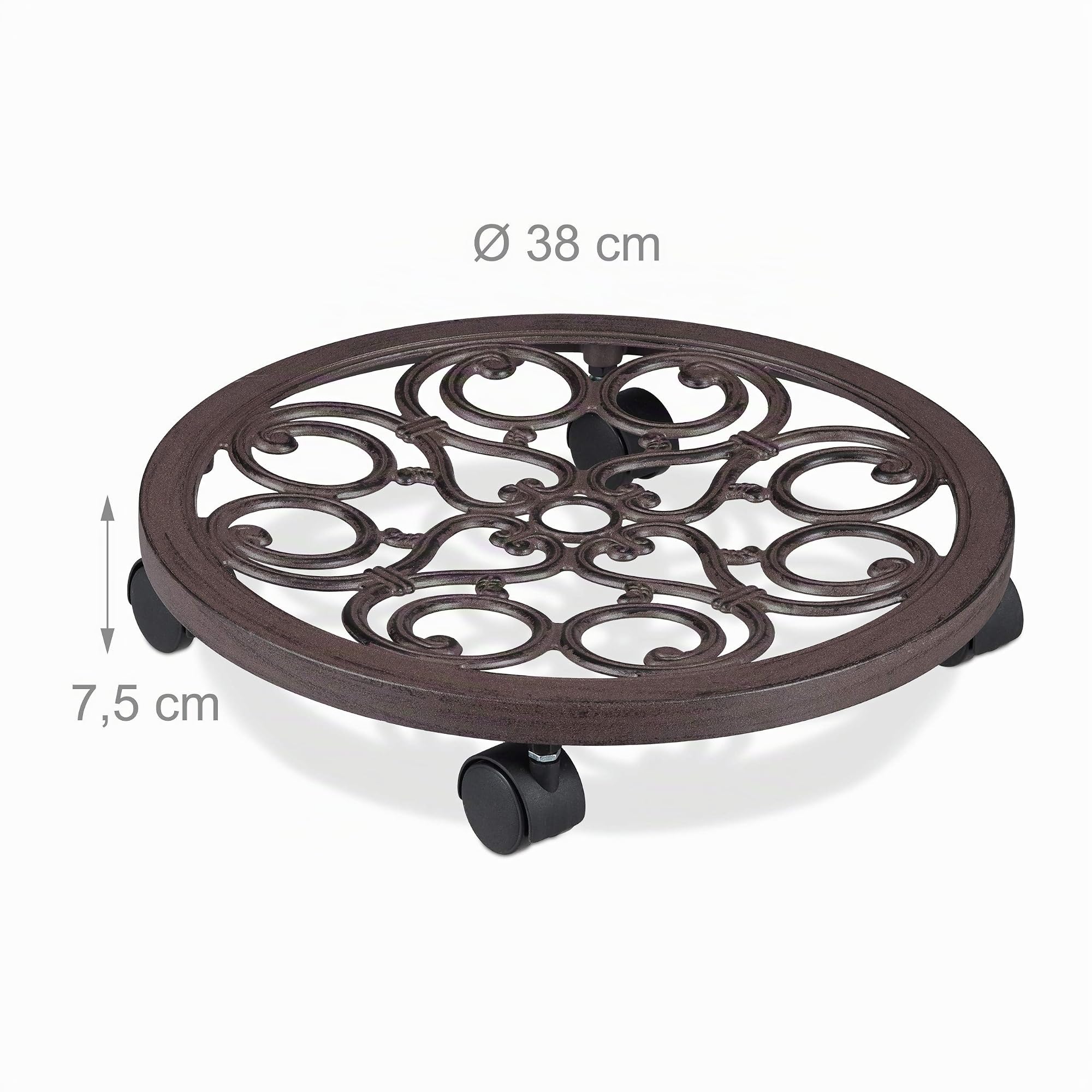 relaxdays-pflanzenroller-rund-metall-38-cm-braun-antik image 4