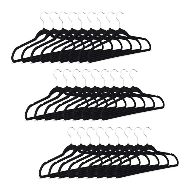 relaxdays-kleiderb-gel-30er-set-samt-schwarz-rutschfest-mit-360-haken image 1