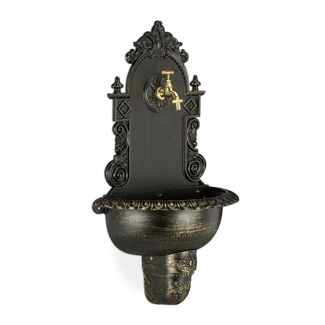 relaxdays-wandbrunnen-xl-antik-aluguss-schwarz-75-cm image 1