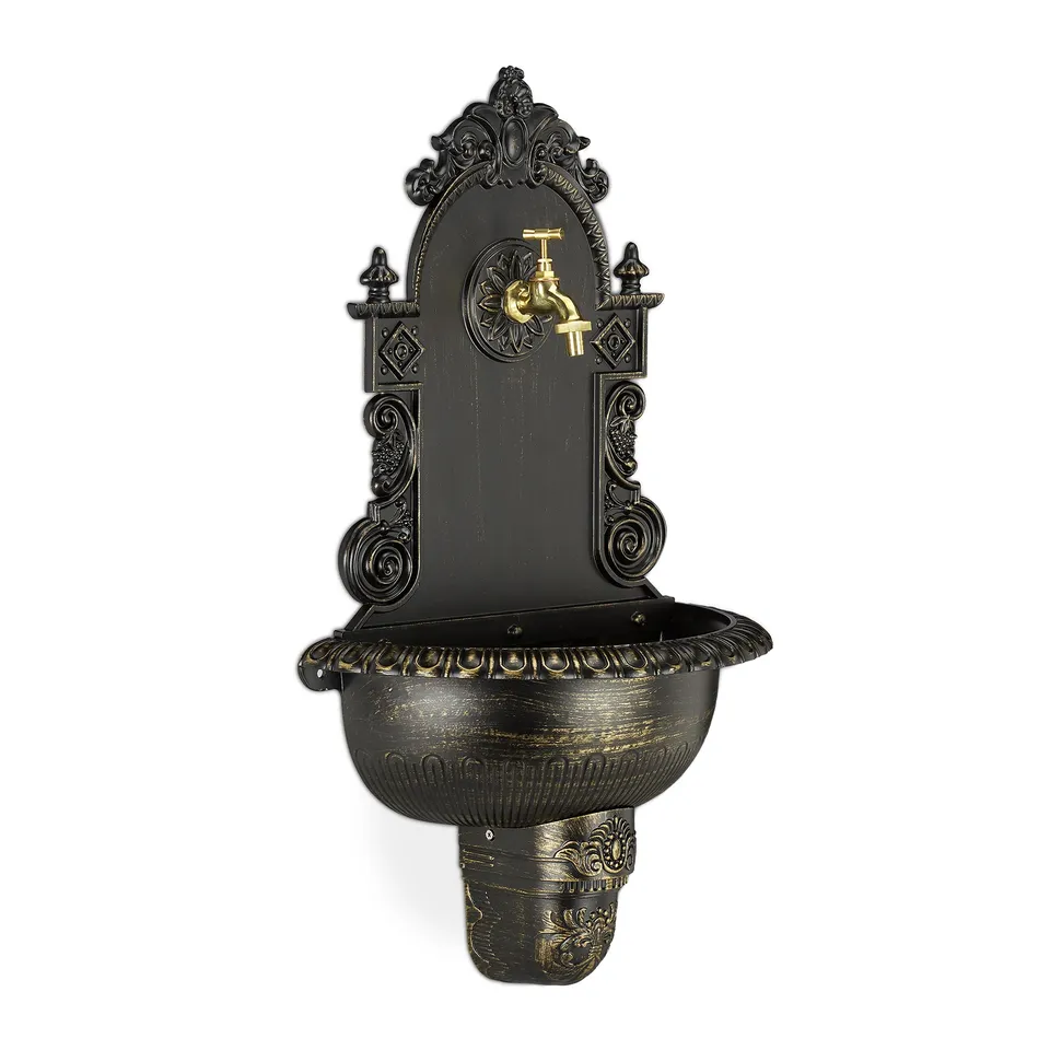relaxdays-wandbrunnen-xl-antik-aluguss-schwarz-75-cm image 1