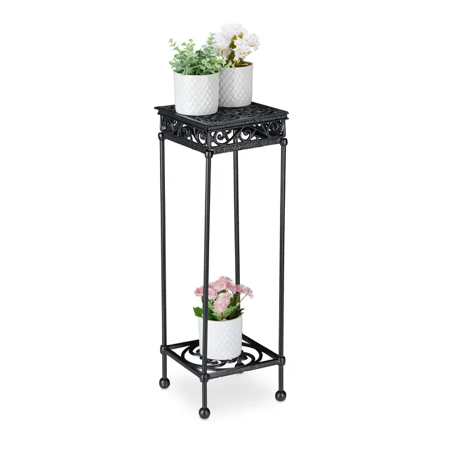 relaxdays-blumenhocker-gusseisen-eckig-73x24x24-cm-schwarz image 1